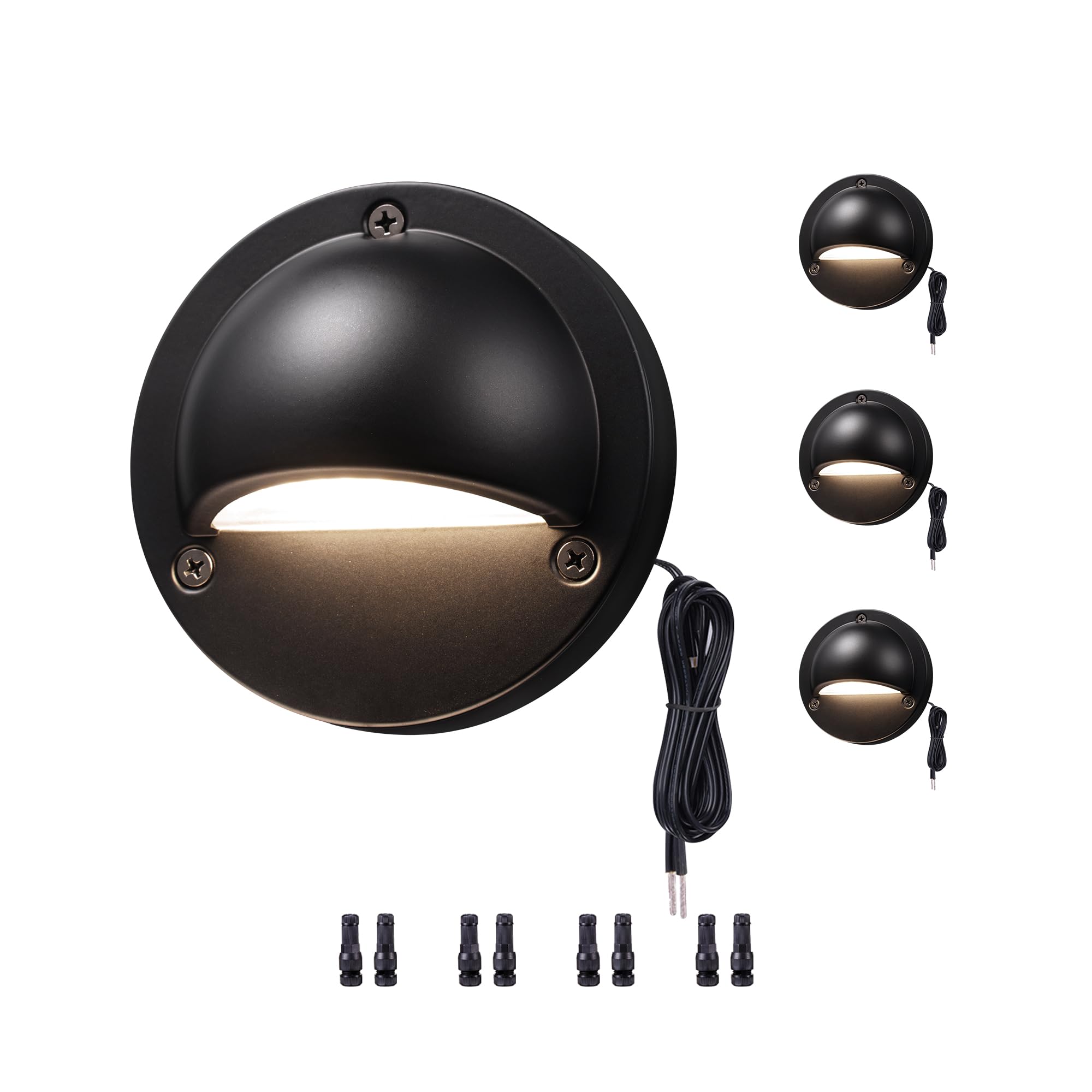 Varmtalys Low Voltage Landscape Deck Lights - 12V LED Outdoor Step Lights, Adjustable Warm White & Cool White, Waterproof Black 