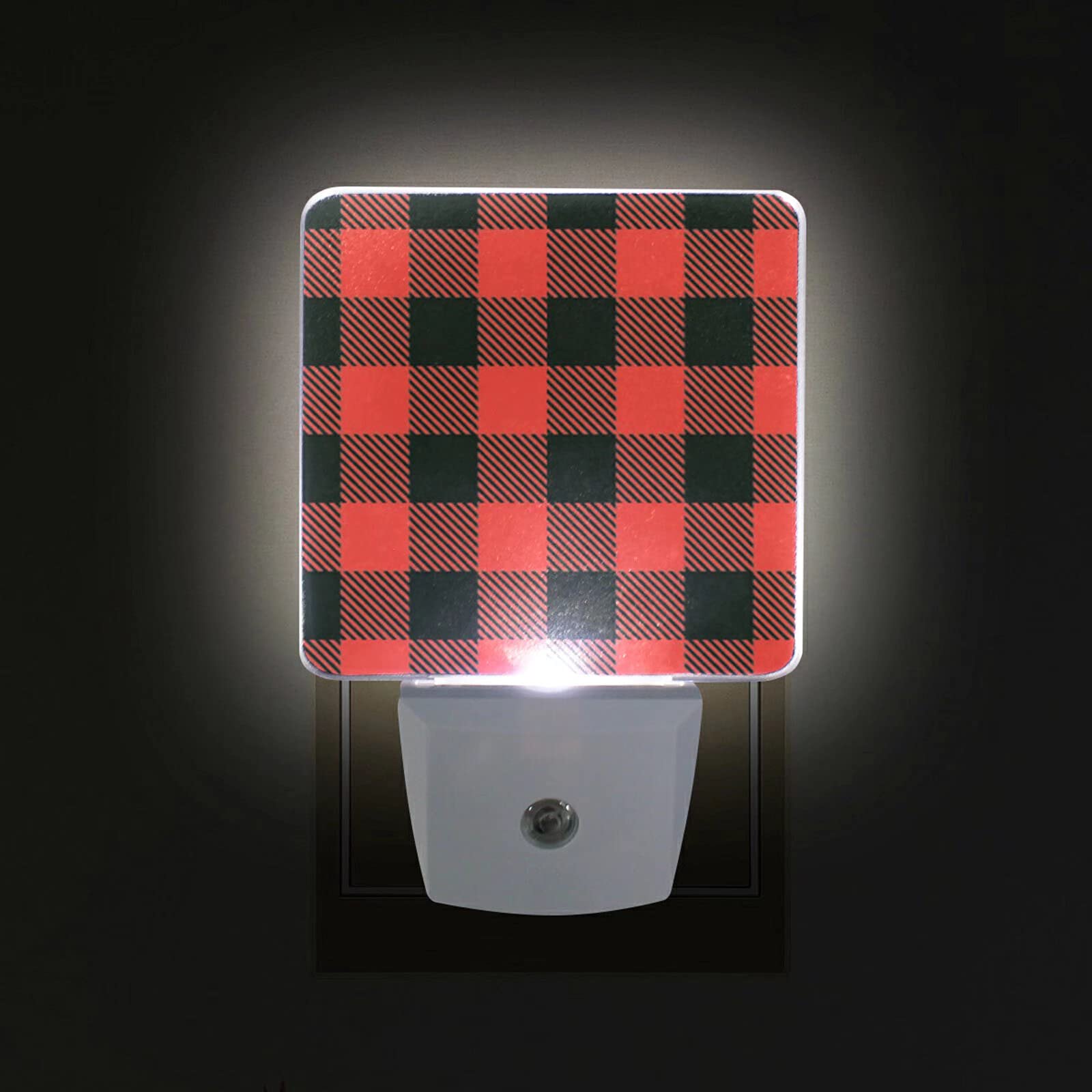Pfrewn Merry Christmas Buffalo Plaid Night Light Plug In Set Of 2 For Kids Adults Boys Girls Babies,Snowman Snowflake Night Lights Led Auto Motion Senor For Reading Bathroom Bedroom Nursery Decorative