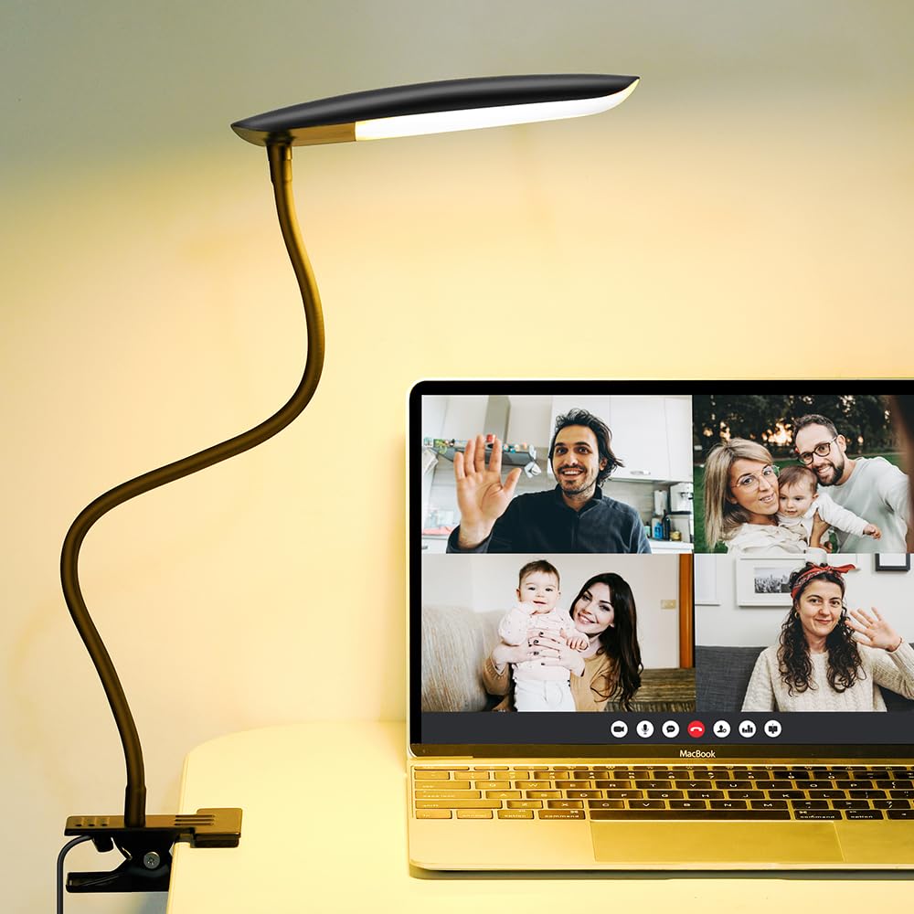 Lifmira Clip On Lamp Usb Reading Light 3 Color Modes 3000-6000K And 10 Brightness 8W 40 Led Flexible Gooseneck Desk Light Clip O