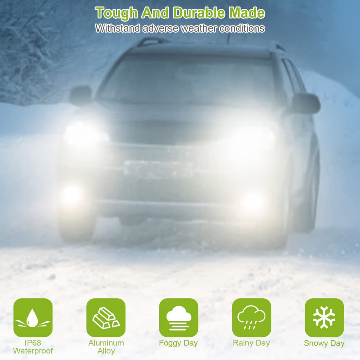 Kocaso 2Pcs 80W H8/H9/H11 Led Fog Light Bulb 600Lm Ip68 Waterproof