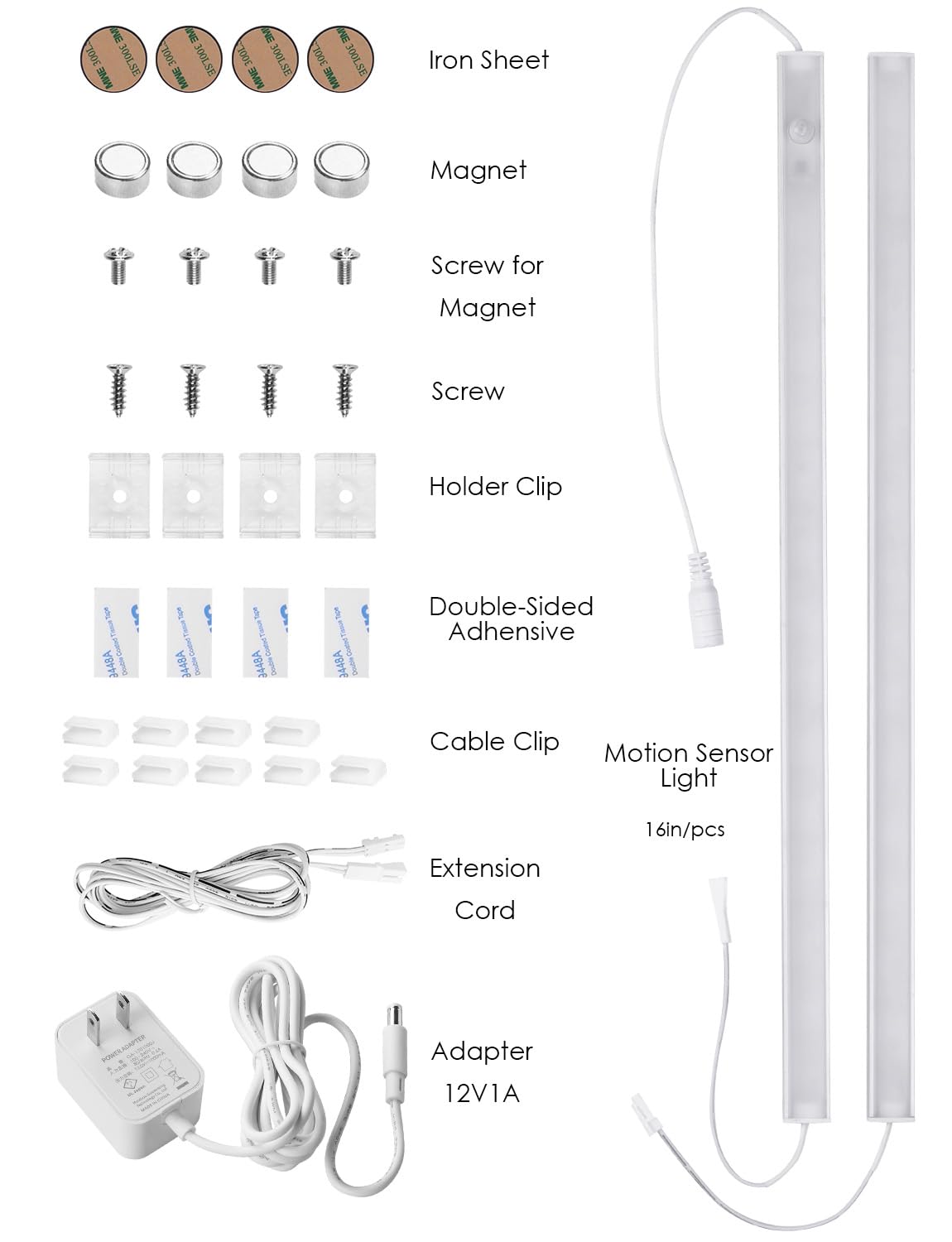 Auyihomu Under Cabinet Motion Sensor Lighting Indoor Plug In  16  12V Led Under Counter Lights Super Bright Ultra Thin Magnetic For Kitchen/Hallway/Toilet/Garage/Closet(Warm White/3000K  2 Pack)