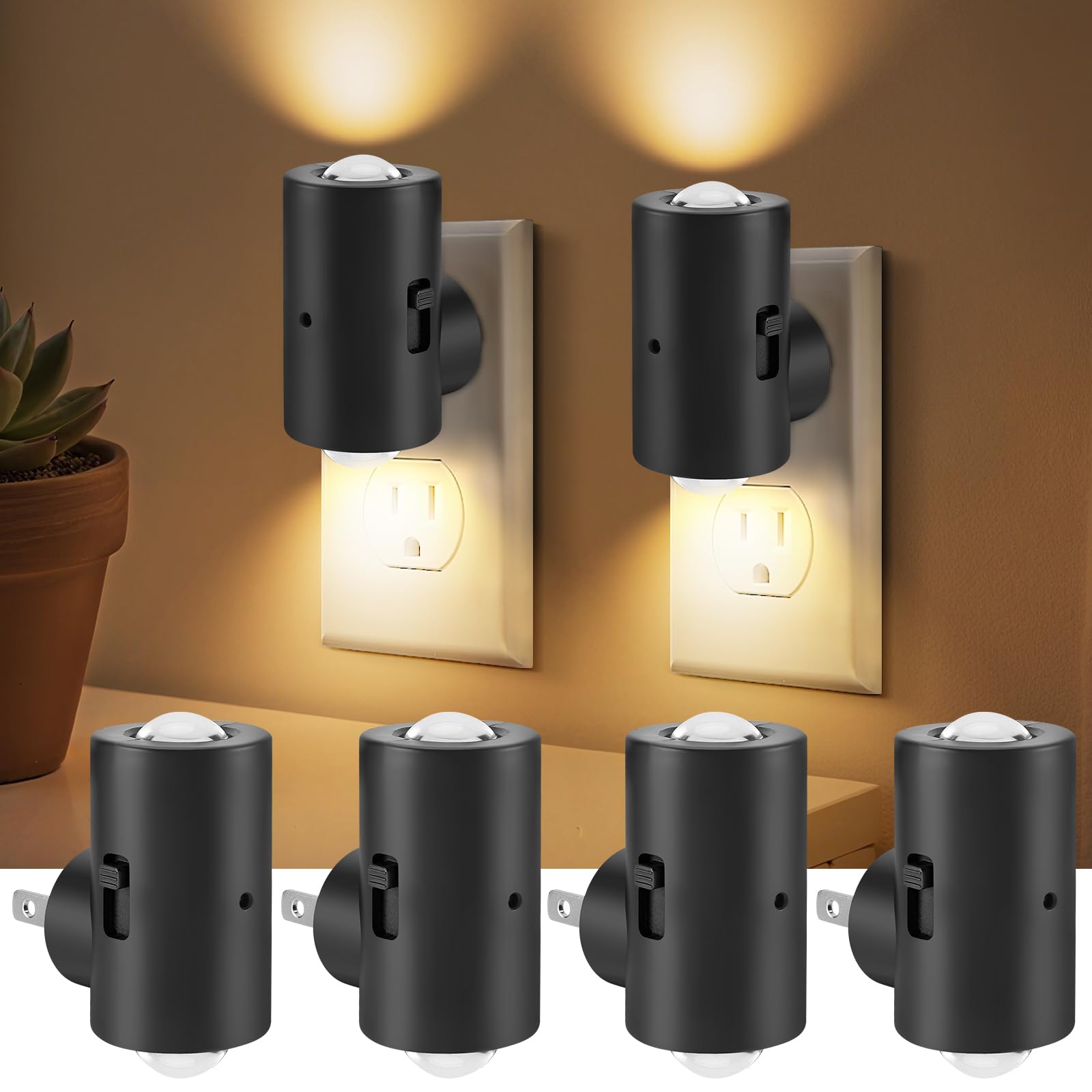 LED Night Lights Plug into Wall,Dimmable Plug in Night Light, Dusk to Dawn, 0-200LM Bright Nightlight Auto-On/Off, 2700K Night L