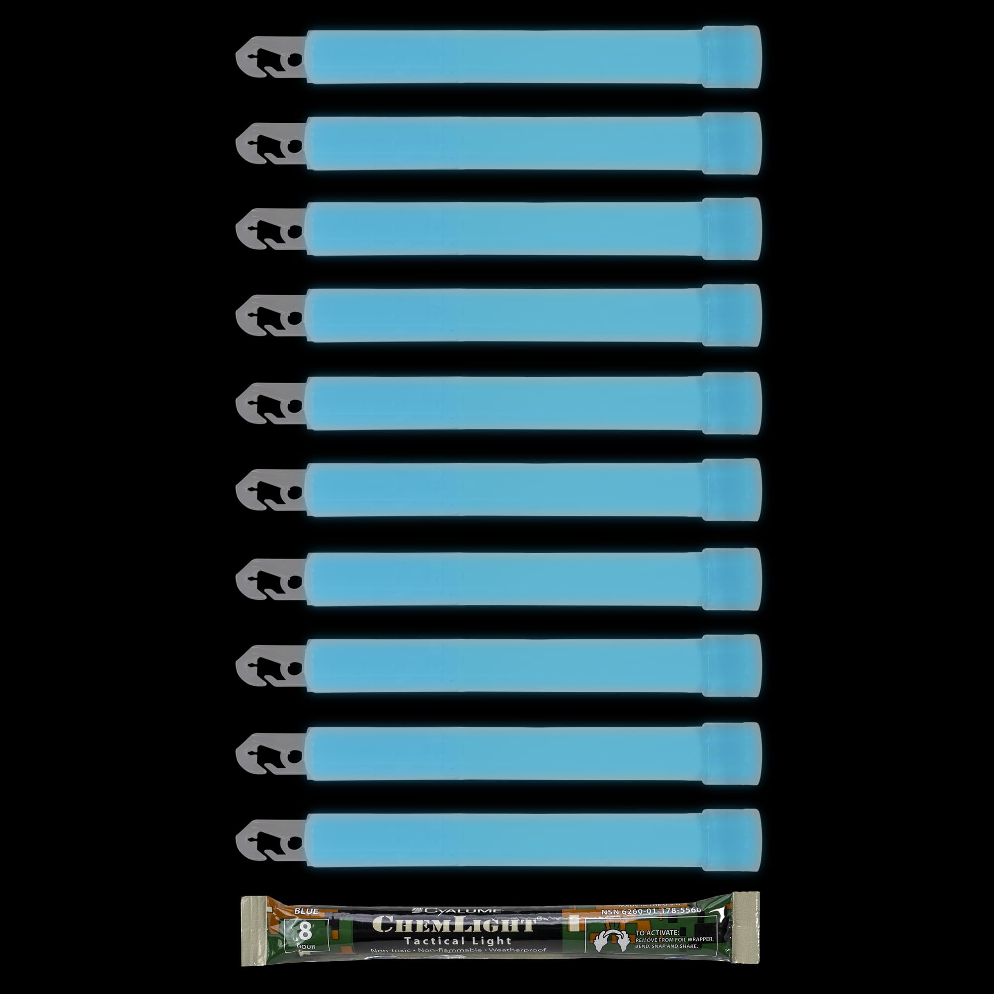 Cyalume Chemlight Light Stick, Military Grade, 8 Hours Duration, 6 Inches, 10 Pack