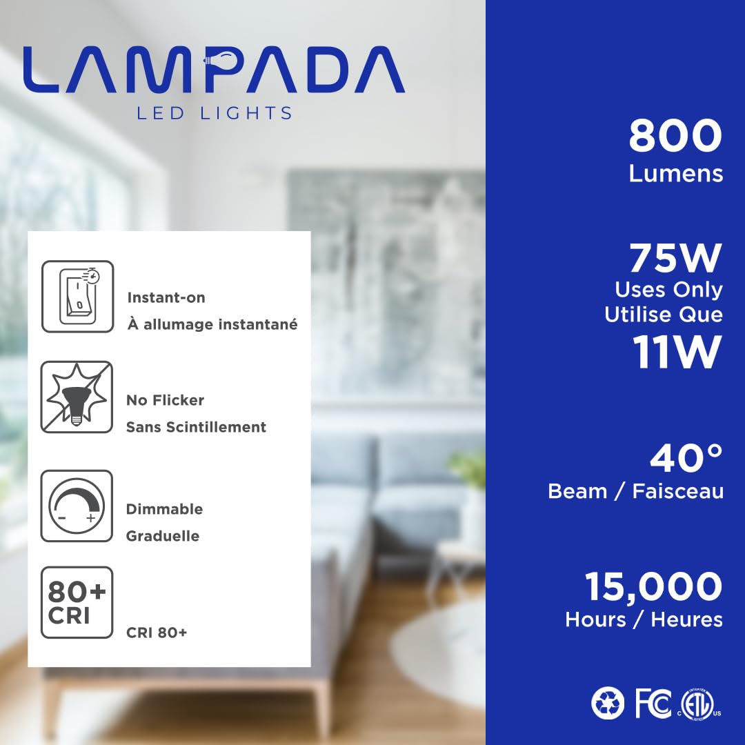 Lampada Par30 Long Neck Dimmable Led Bulb, 11W (75W Equivalent), 800 Lumens, Color Selectable, 3000K, 4000K, 5000K, 3Cct, Spot L