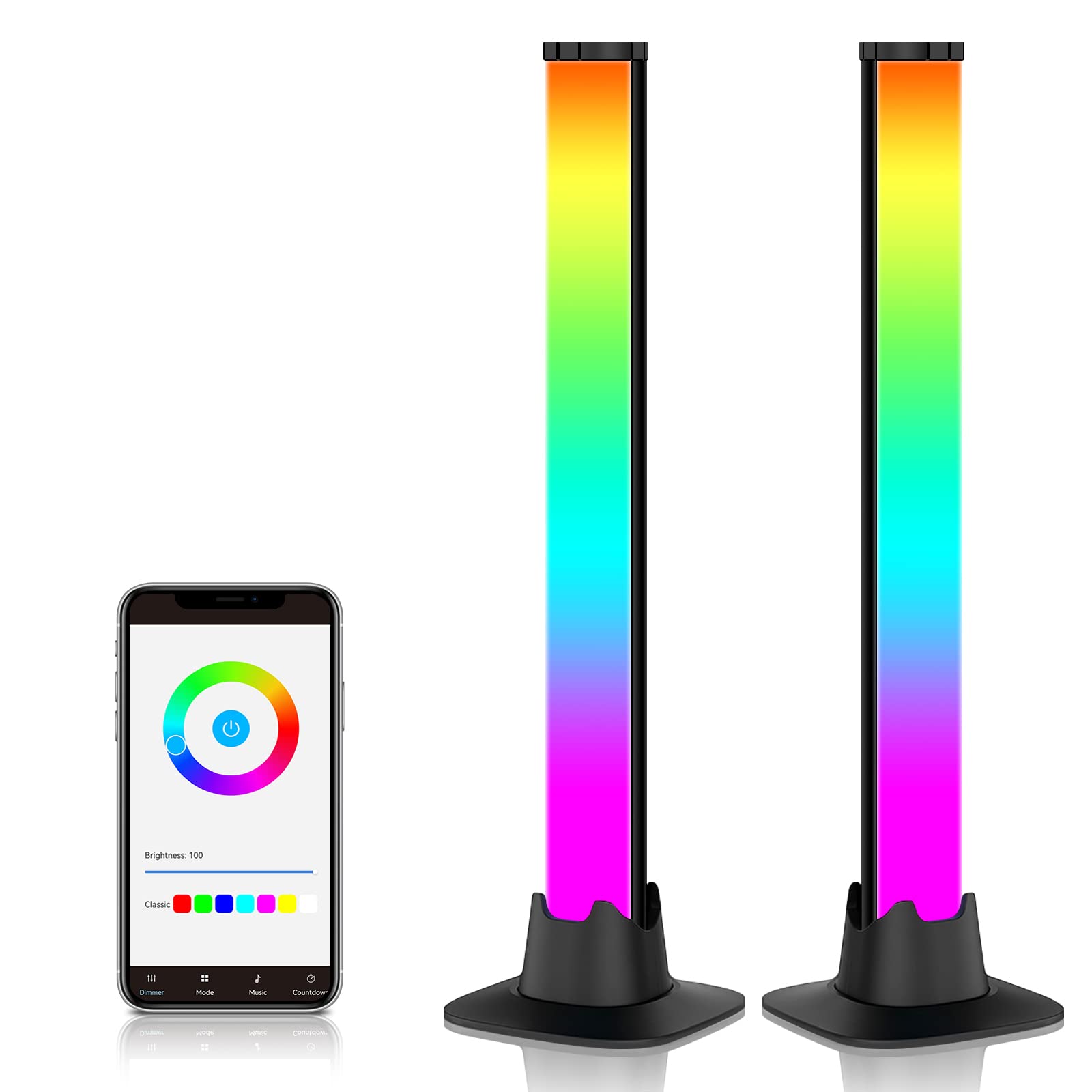 swesara Smart LED Light Bar, Gaming Lights Ambient Lighting with Scene Modes and Music Modes, Bluetooth Color Light Bars for Gam