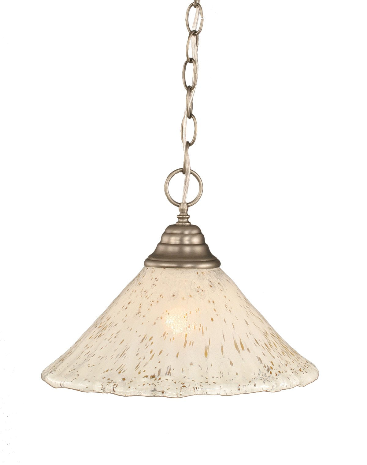 Toltec Lighting 10-Bn-702 One-Light Chain Pendant Brushed Nickel Finish With Gold Ice Glass, 12-Inch