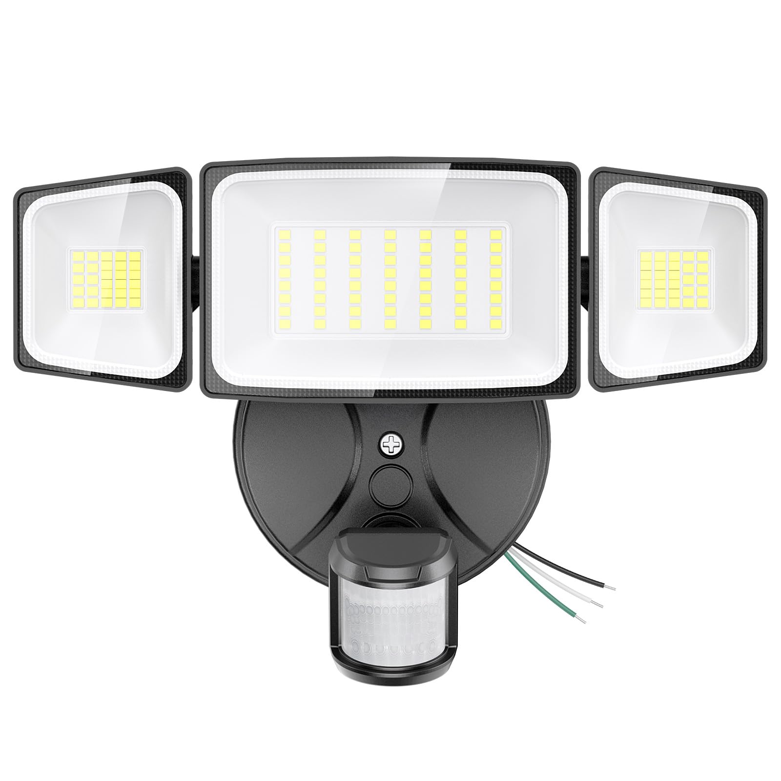 Onforu 65W LED Security Light - Motion Sensor, 6500LM, IP65 Waterproof, 3-Head Adjustable, Black, Model BDB65G-3