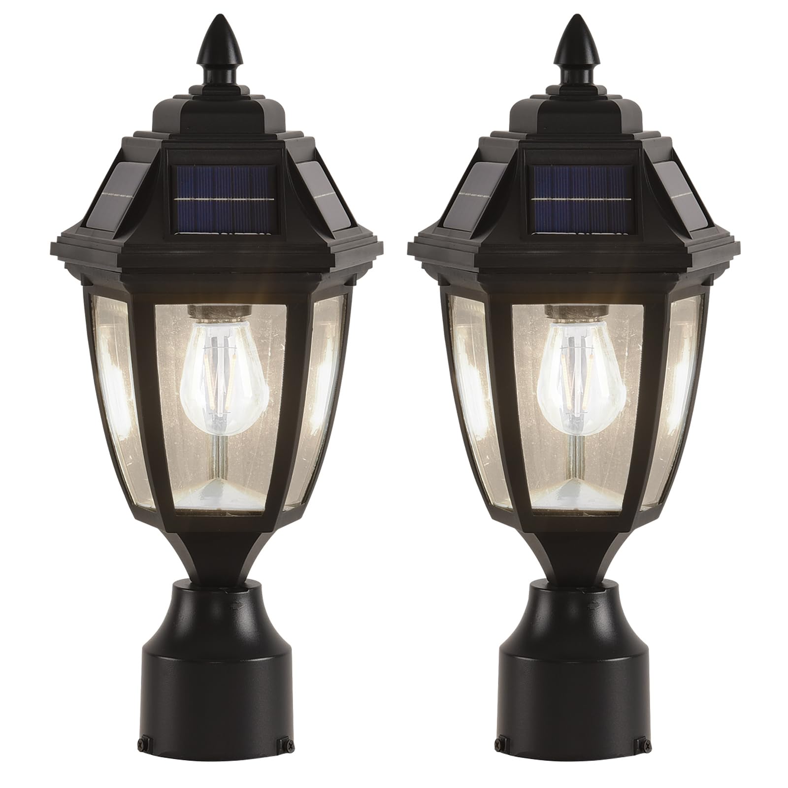BOXCUPIN Solar Post Lights, Motion Sensor, Waterproof, 2 Pack, Black, Aluminum, Model BXOWLS13