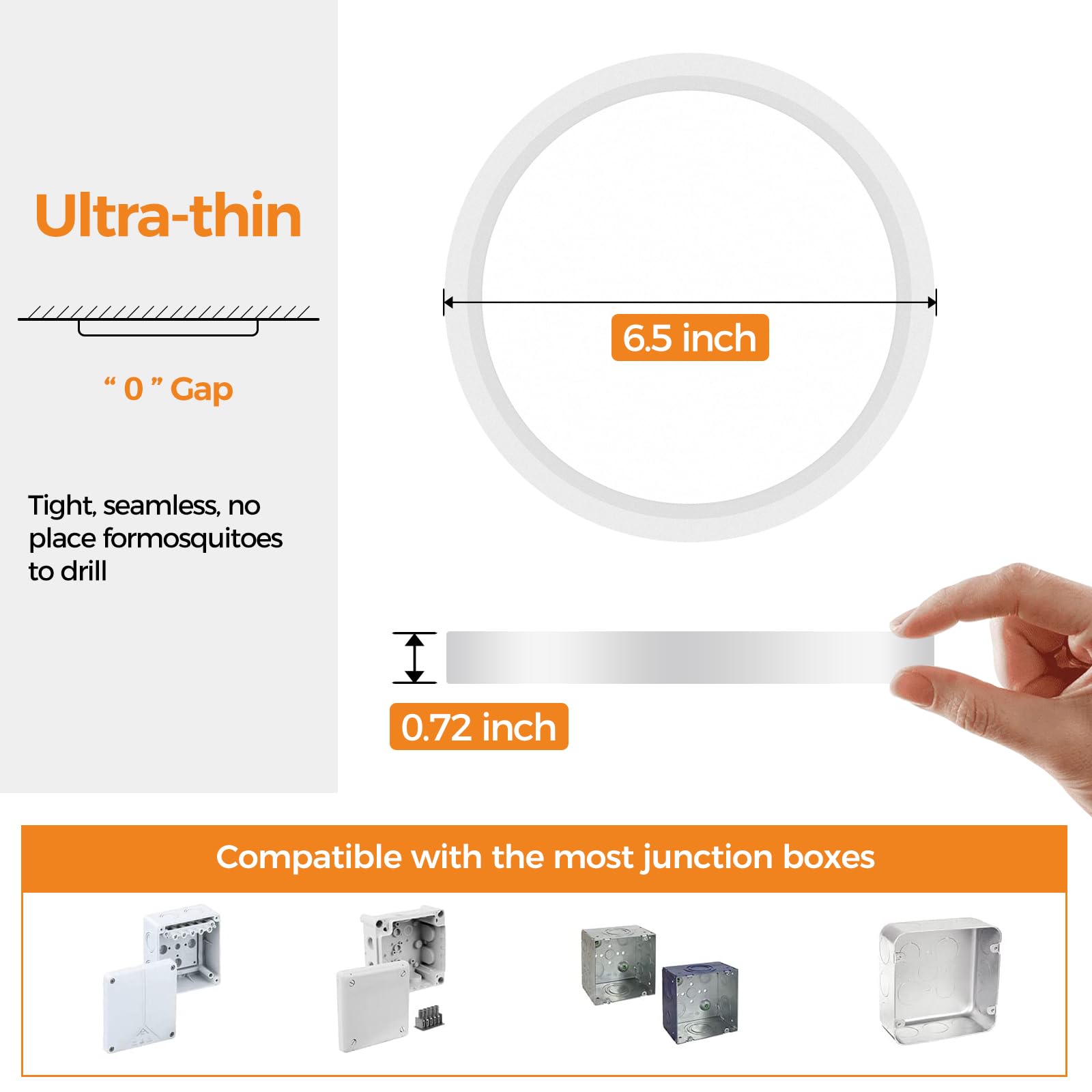 6Pack Led Flush Mount Ceiling Light, Dimmable & 100W Equivalent Super Slim Led Ceiling Light, 3000K-6500K Selectable, 12W 1500Lm