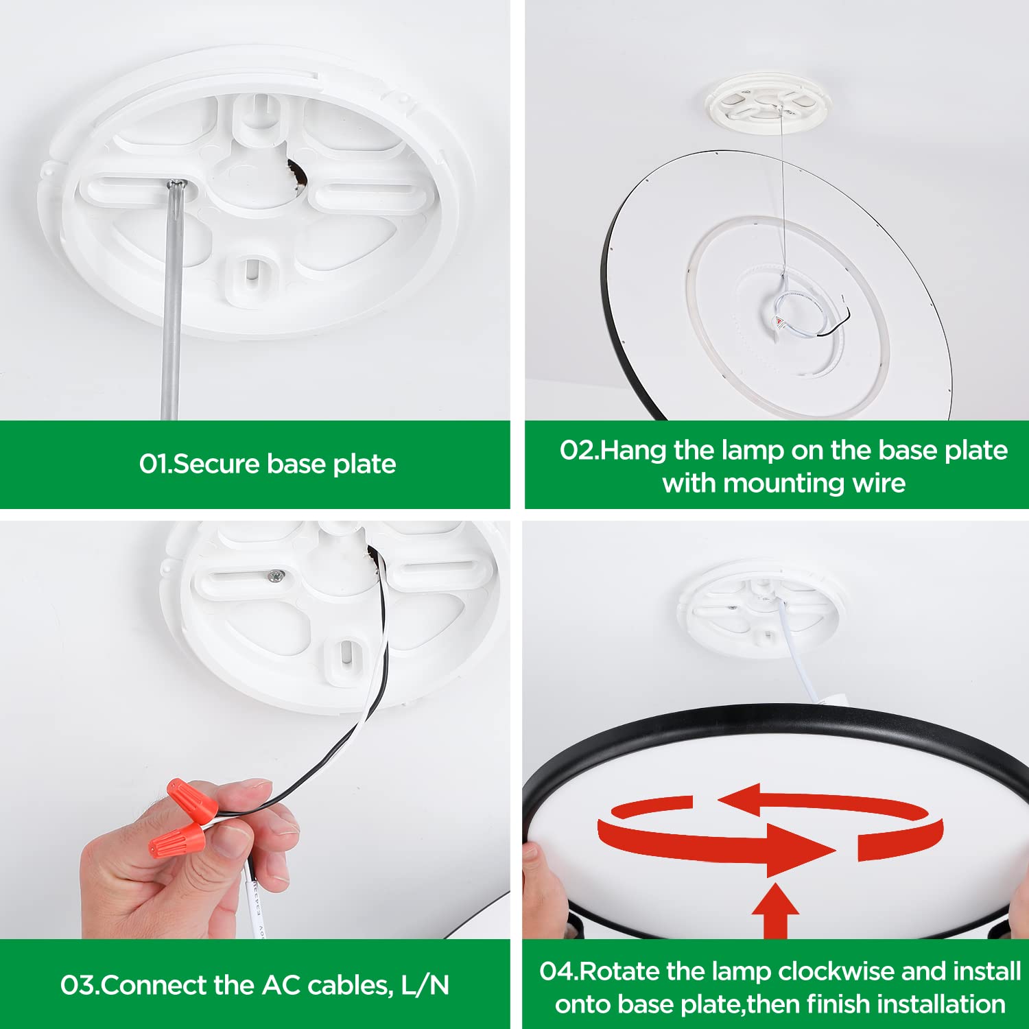 Taloya 18 Inch Black Flush Mount Led Ceiling Light Fixture - Dimmable, Ultra-Thin Design, Perfect For Living & Dining Rooms