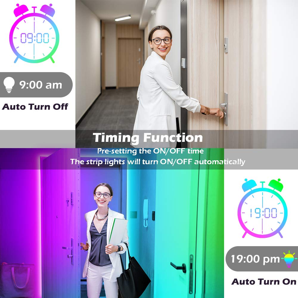 LETIANPAI LED Strip Lights, 40ft RGB Color Changing with Music Sync, Bluetooth App Control, Remote, for Bedroom & Party