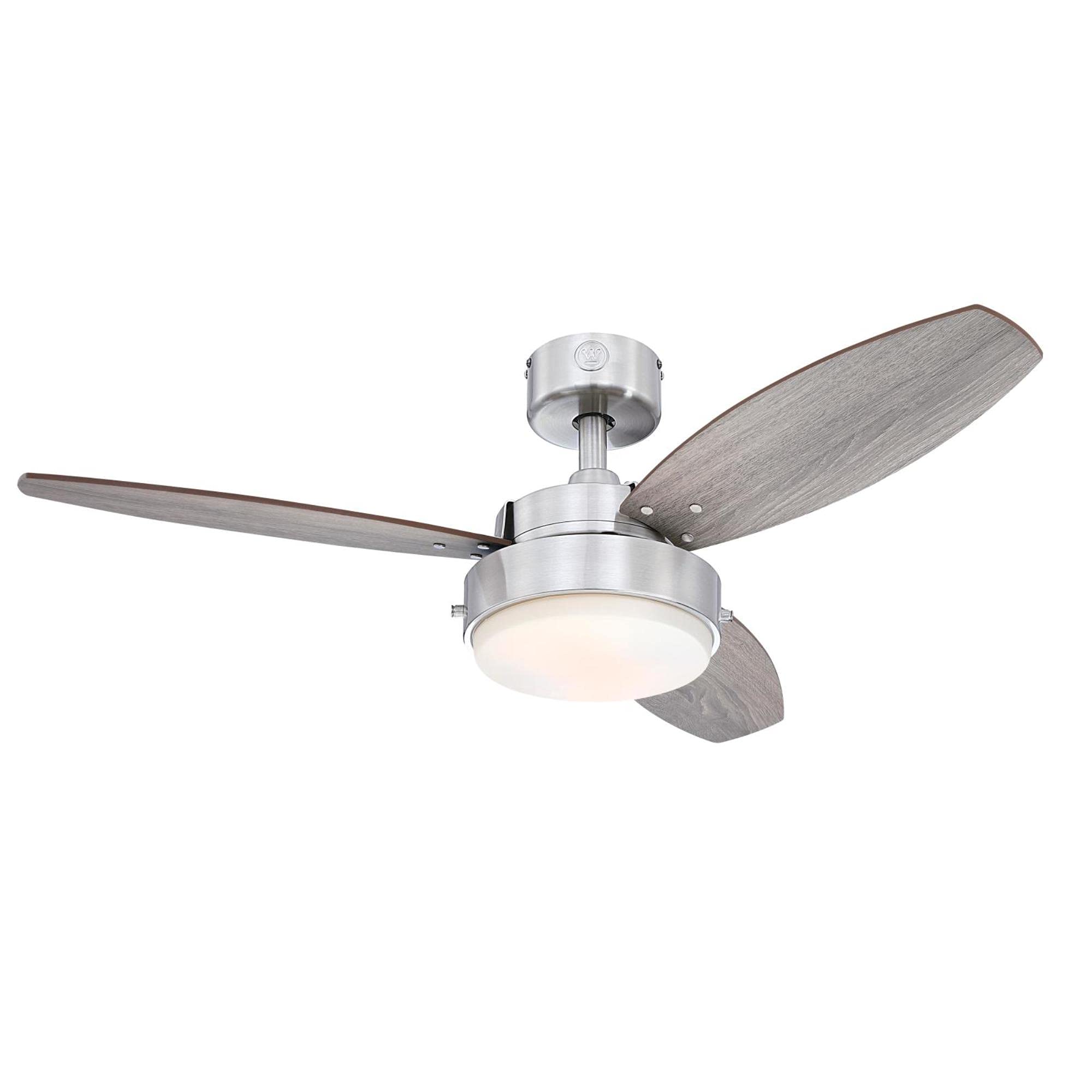 Westinghouse Lighting 7305100 Alloy, Modern LED Ceiling Fan with Light, 42 Inch, Brushed Nickel Finish, Opal Frosted Glass