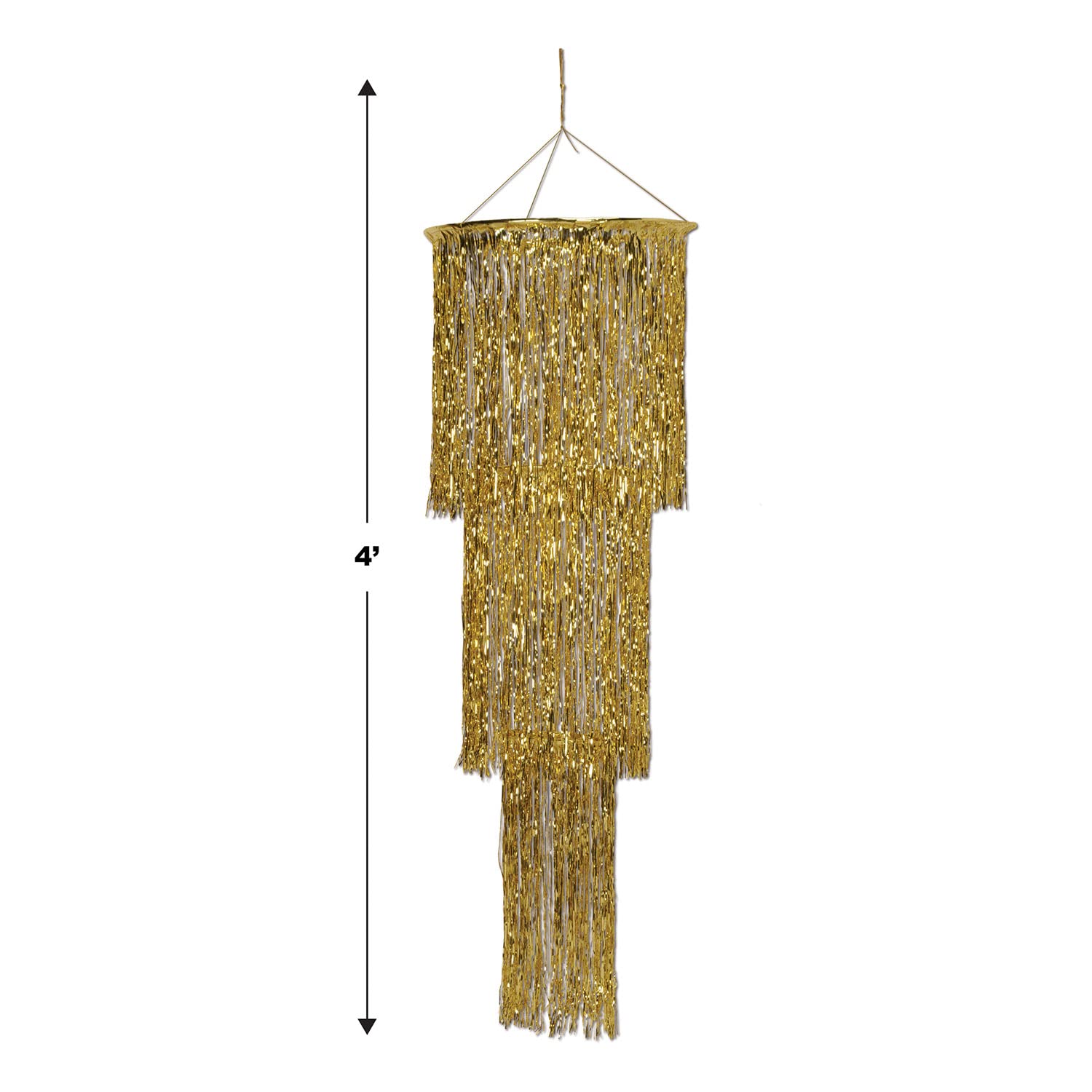 Beistle Gold 3-Tier Shimmering Chandelier, 4 Cardboard Decoration, Multicolor, Model 57510-GD