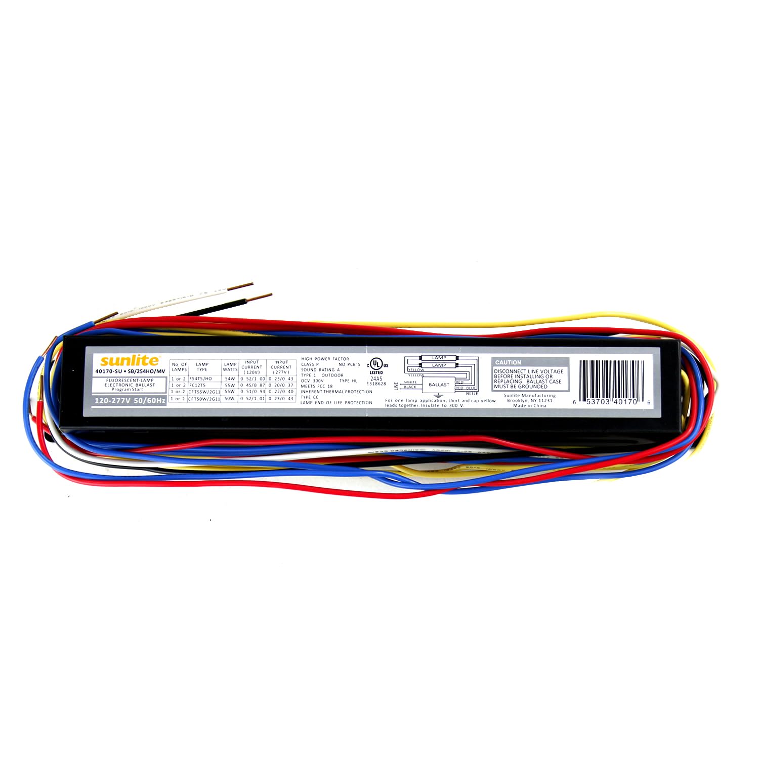 Sunlite SB254HO/MV Electronic Ballast, Multi-Volt, Program Start, Operates 1-2 F54T5HO, FC40T5, or F55W/2G11 Lamps, Instant Star