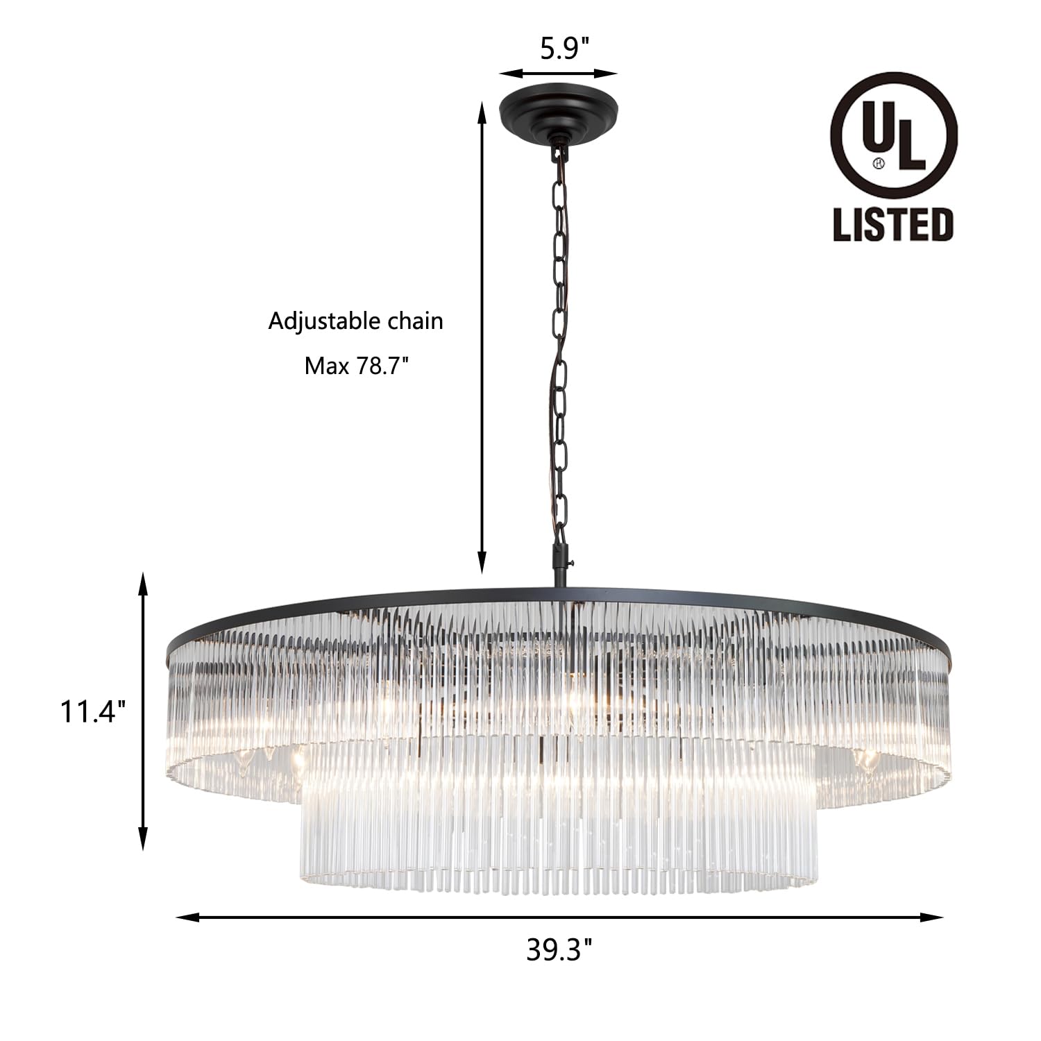 Akeelighting Large Modern Glass Chandelier Lighting Black Glass Chandeliers For High Ceiling Hall Living Room Stairs 12 Light Ha