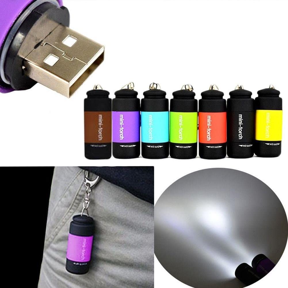 Cussity Mini Keychain Flashlights Usb Rechargeable  Colorful Small Led Flashlight Torches For Kids/mature-themed Hiking Camping  Waterproof Pocket Flashlights For Backpack/Belt  (3Packs)