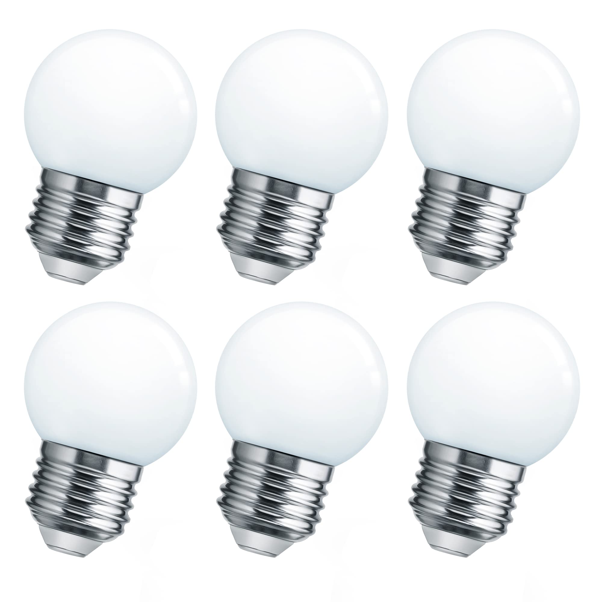 Flaspar LED Night Light Bulb, 15W Equivalent, E26 Base, Cool White, 6 Pack