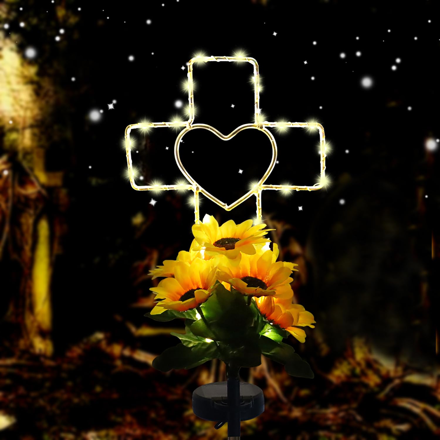 Lmtocs Solar Cross Cemetery Decorations for Grave, Memorial Sympathy Gift for Loss of Loved One Mom Dad, Grave Decorations for B