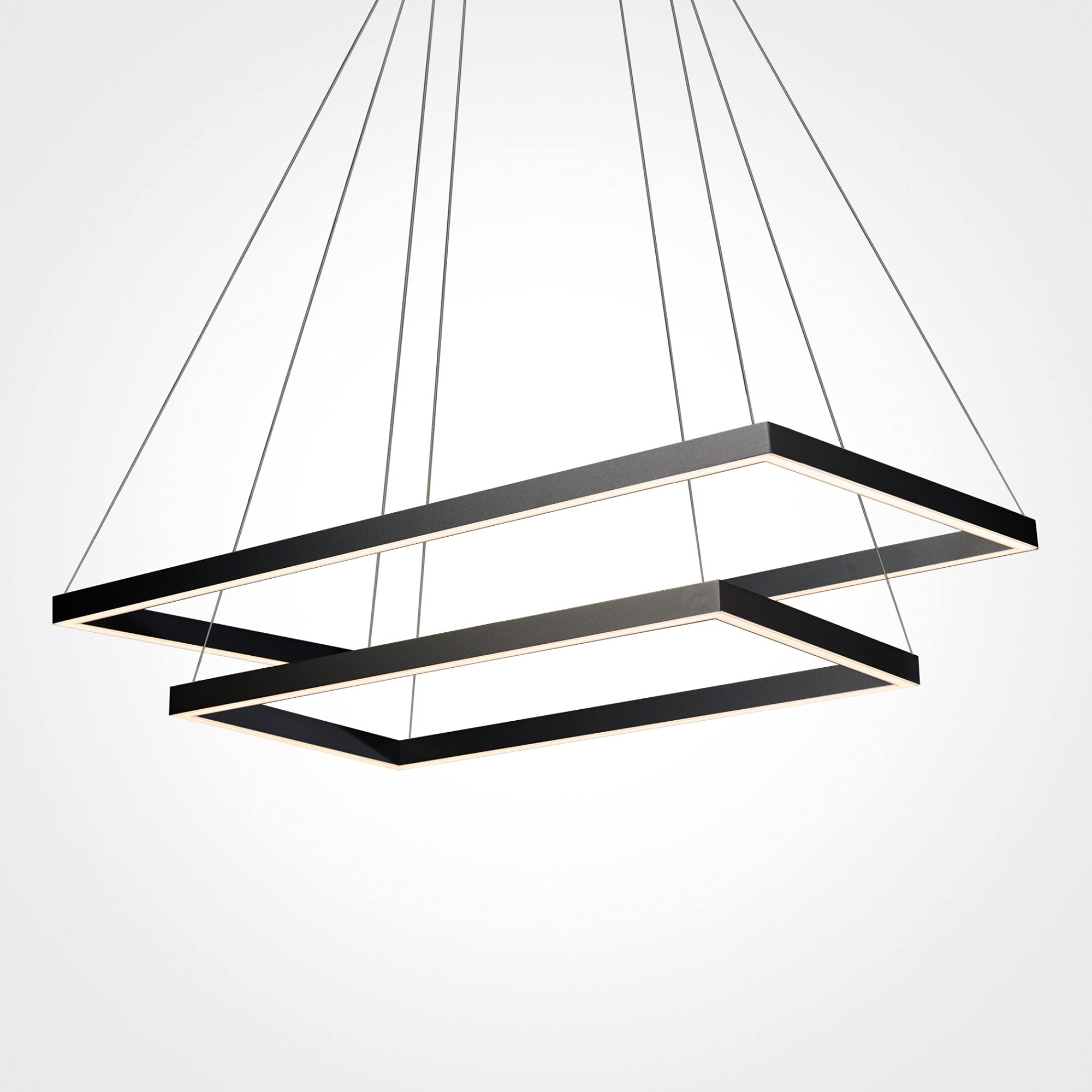 VONN Atria Duo 29" Modern Two-Tier Chandelier, Black Integrated LED, Aluminum, Model VMC31710BL