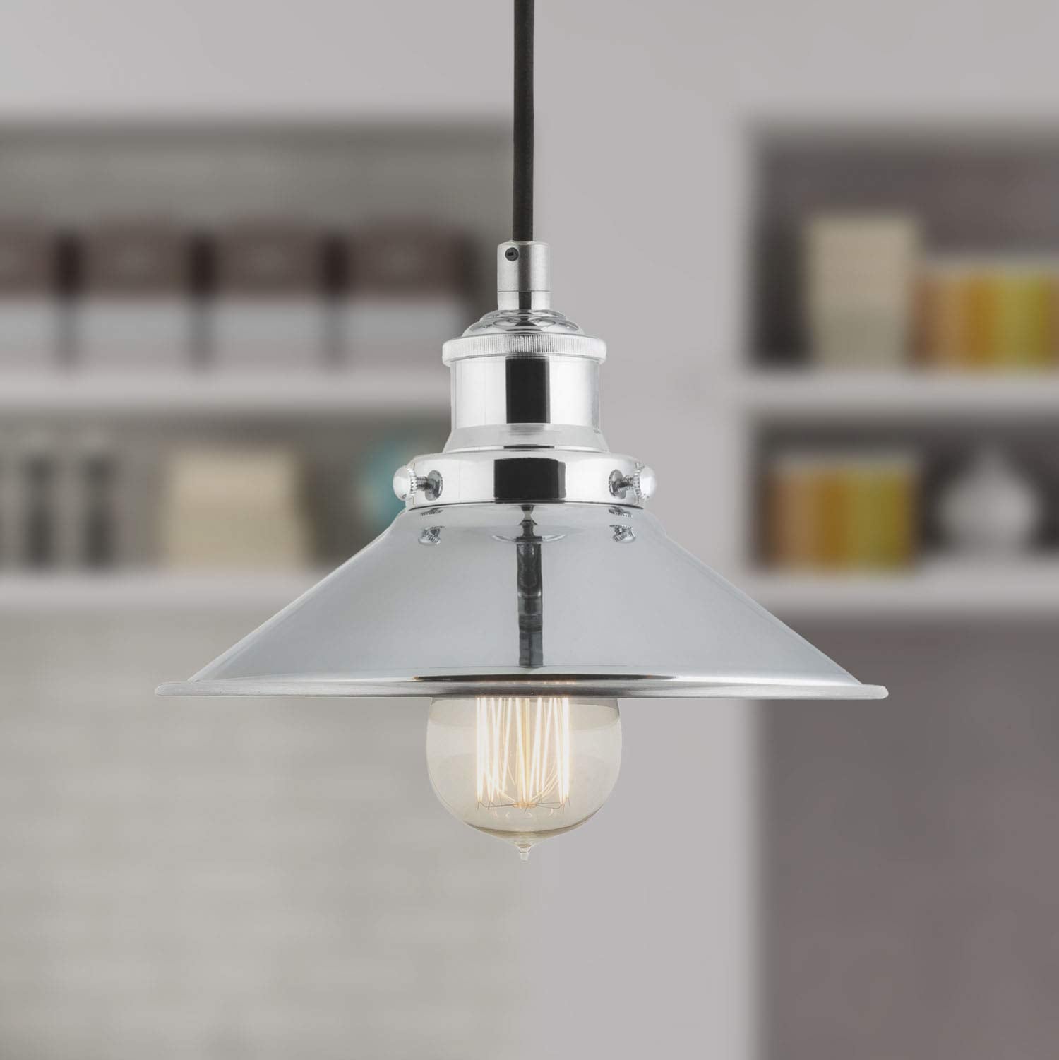 Linea di Liara Andante Pendant Light, Polished Chrome, Fixture Only, Model LL-P407-PC
