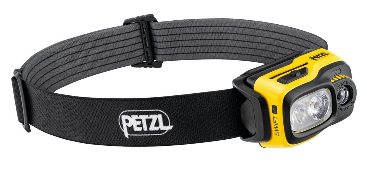 PETZL Swift RL Head Flashlight, 1100 Lumens, Rechargeable, Único Size, Black and Yellow, Model E810AB00