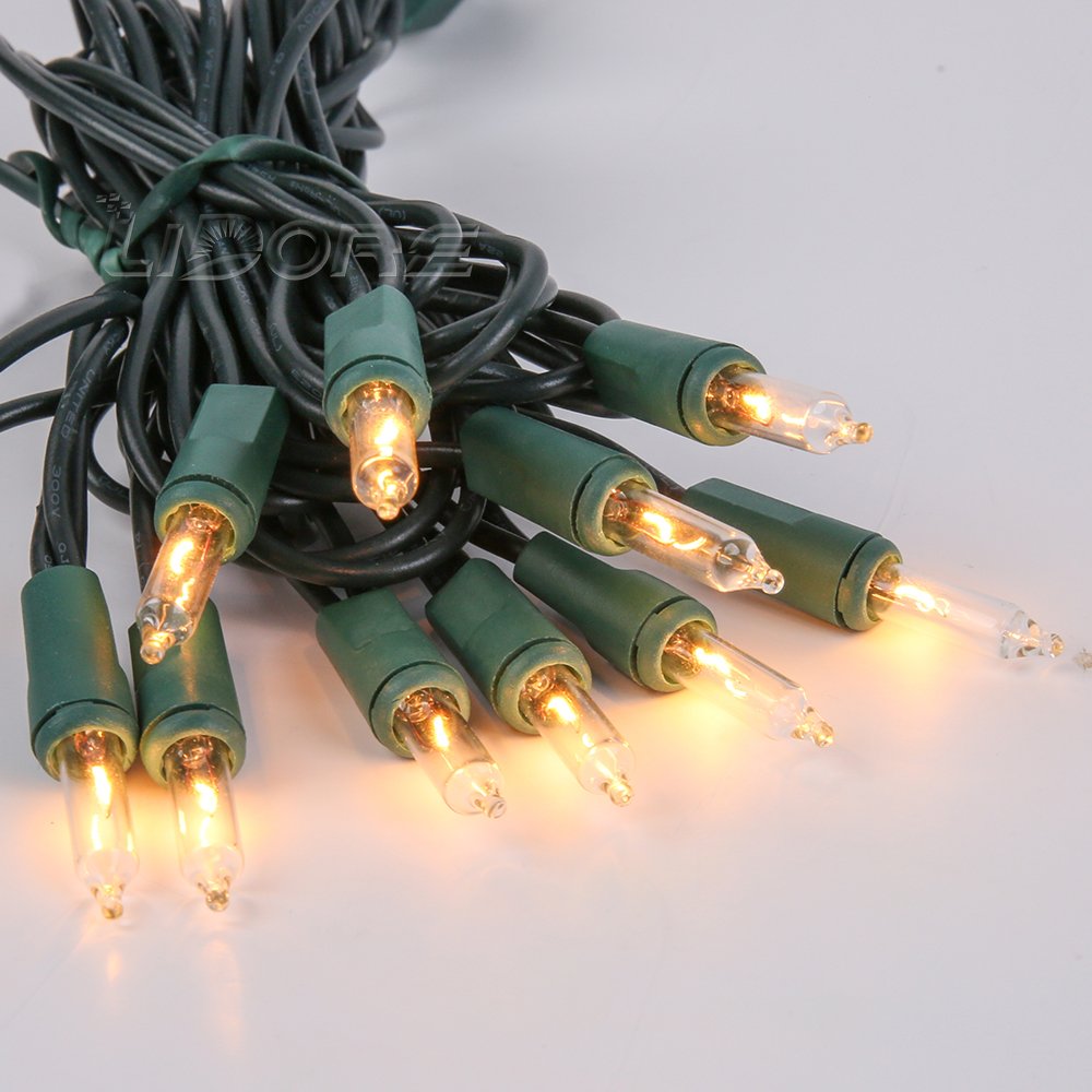 Lidore Super Bright Clear Mini Christmas Tree String Lights, Gift For Decoration, 8Ft 10 Count Bulbs With Green Cord, Ul Listed Indoor Outdoor Lighting For Holiday (Green Cable)