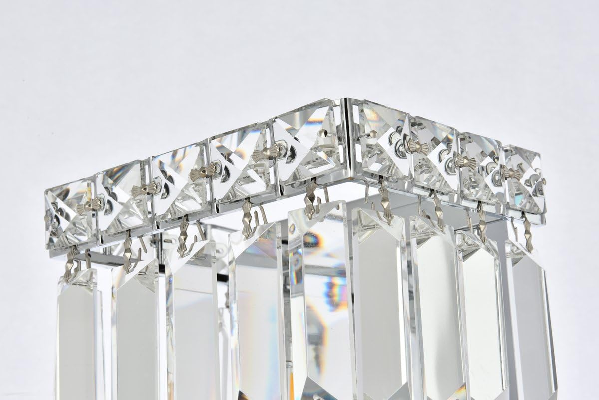 Elegant Lighting 2032W6C/RC 2-Light Crystal Wall Sconce, Chrome Finish, Clear Crystals, 4inL x 6inW x 12inH