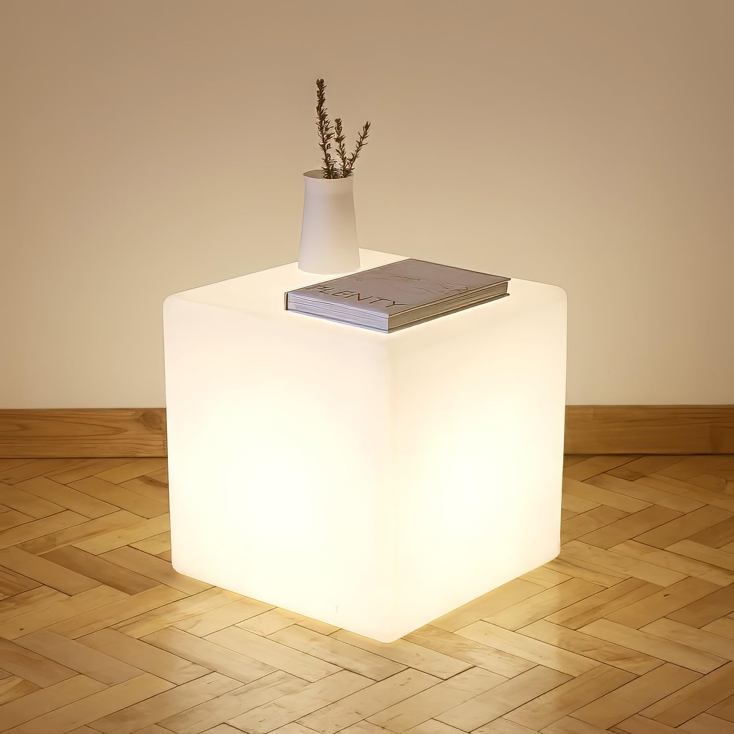 Mr.Go LED Color Changing Cube Stool, 14-Inch, Polyethylene, 16 RGB Colors, Ideal for Home Garden Patio Bar Pool Party