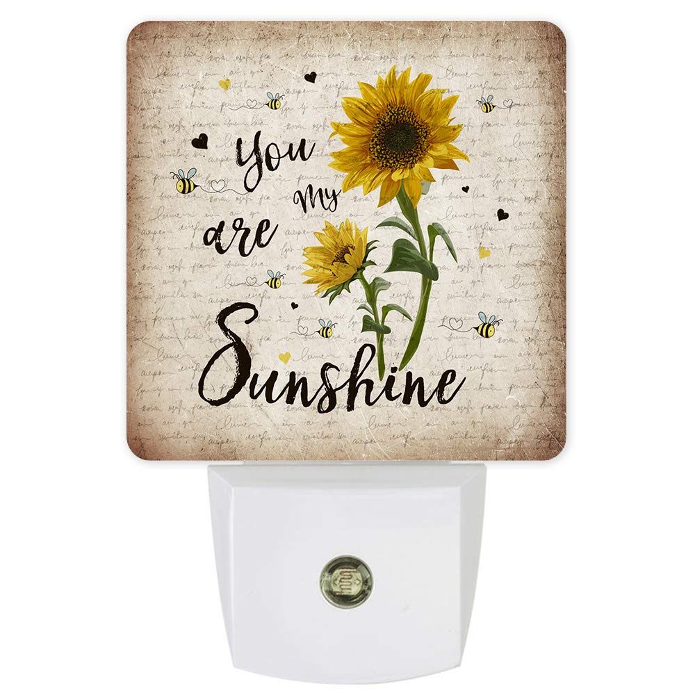 Futuregrace Nightlight Plug in LED Lights for Bedroom, Sunflower Bees You are My Sunshine Vintage Letter Night Lights Plug into 