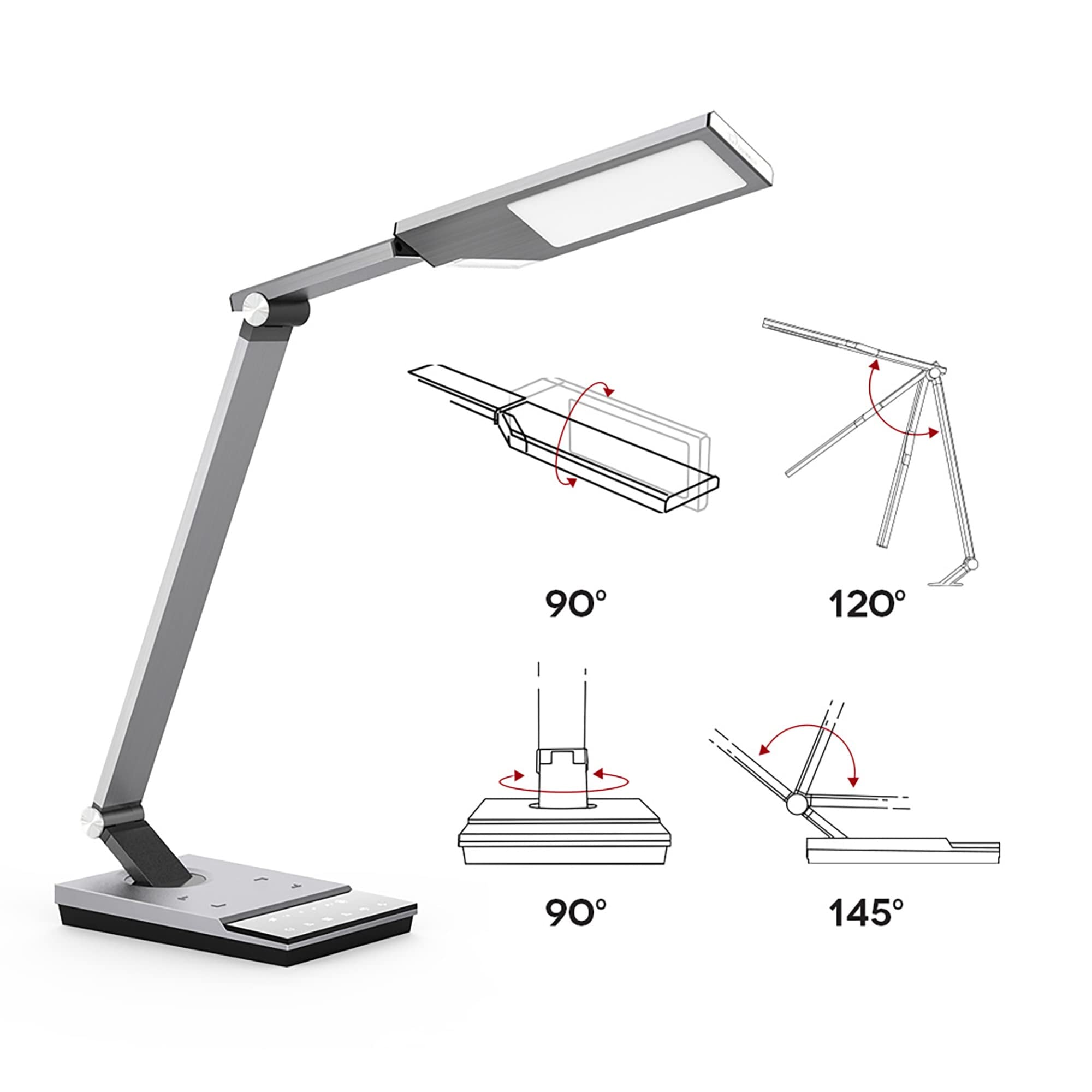 WorkPro™ LED USB Desk Lamp with Wireless Charger, 17.5"H, Brushed Metal, Gray