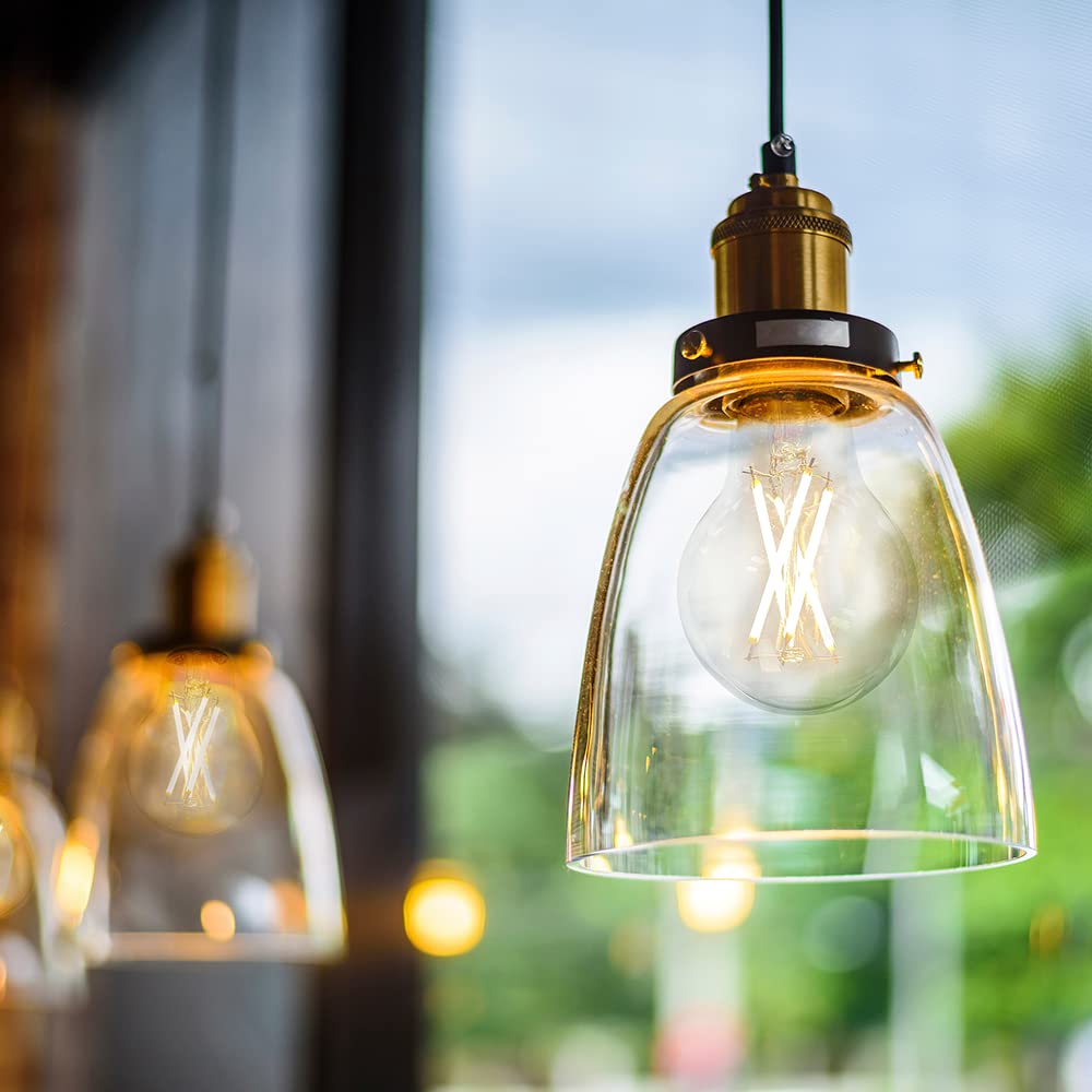 Maxxima A19 LED Filament Light Bulb, 800 Lumens, Dimmable, 7W, 2700K Soft White, Clear, 6 Pack