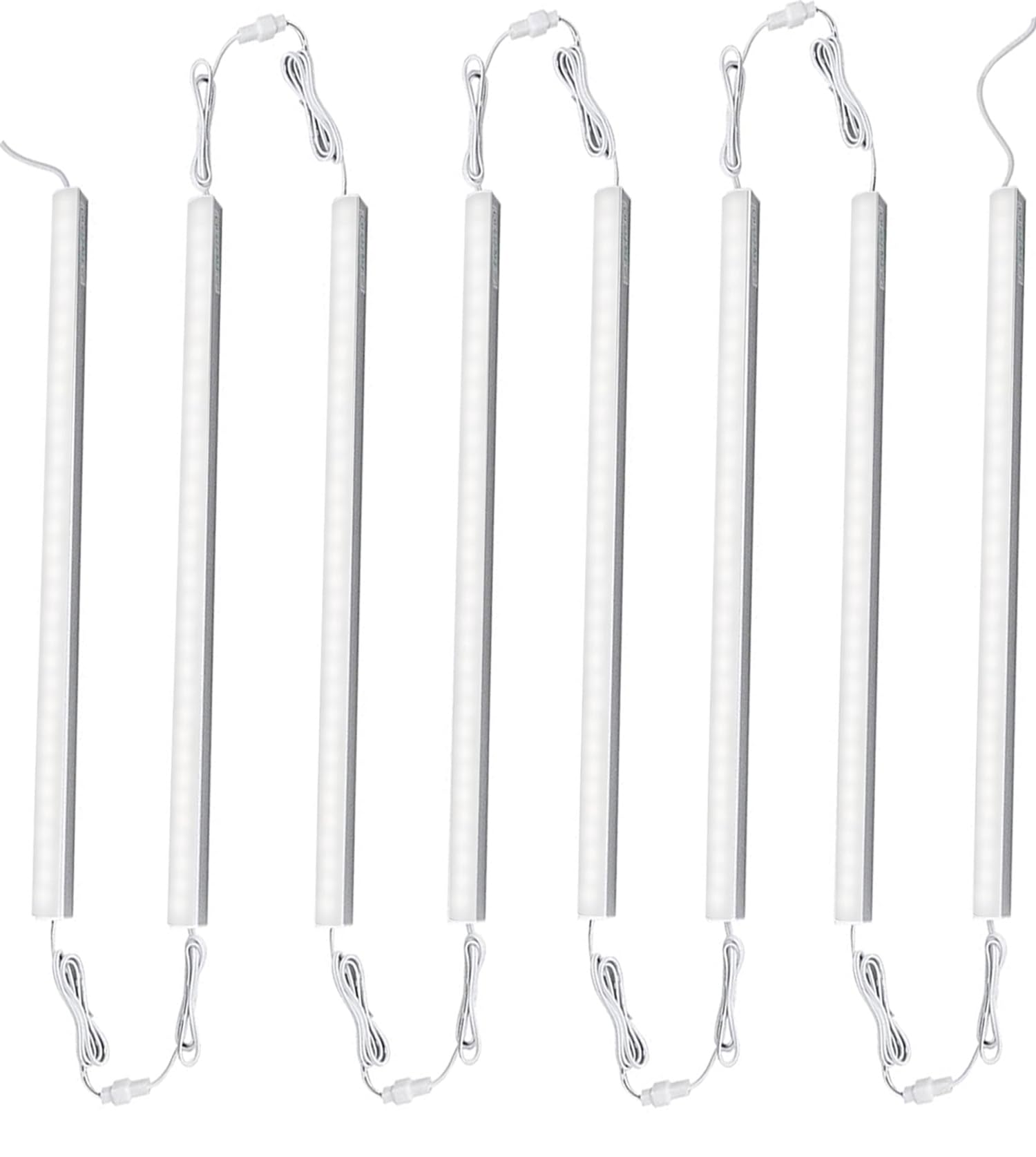 Cefrank Under Cabinet Lighting, 8pcs 12'' V-Shape Linkable LED Light Bars for Kitchen Cabinet, Showcase Display, Shelf - 16Watt 