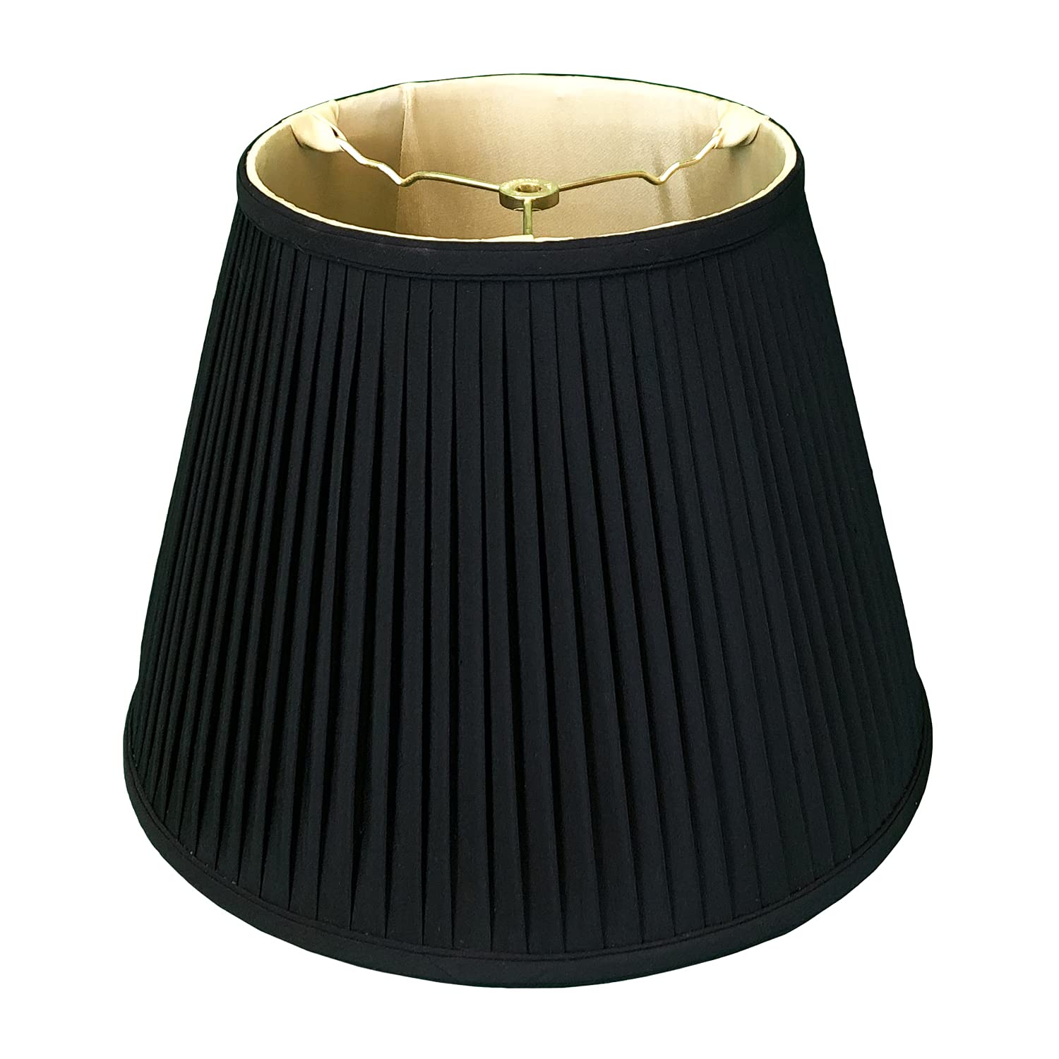 Royal Designs, Inc. Deep Empire Side Pleated Basic Lamp Shade, BS-729-18BLKGL, 11 x 18 x 13.5 (Spider), Black with Gold