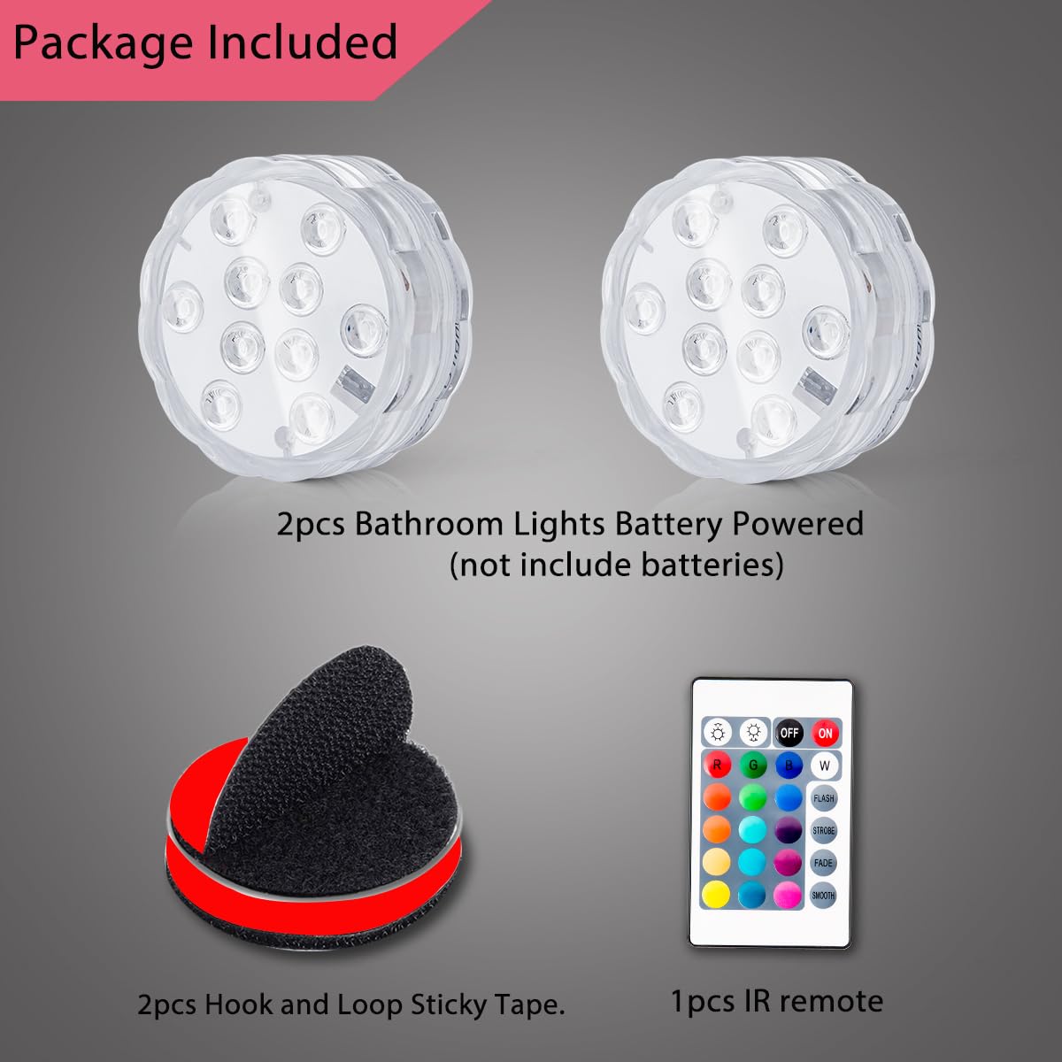 Dobertry Bathroom Vanity Lights Wireless, Battery Powered Operated Waterproof Led Light for Shower Spa Bath Room Over Mirror Wal