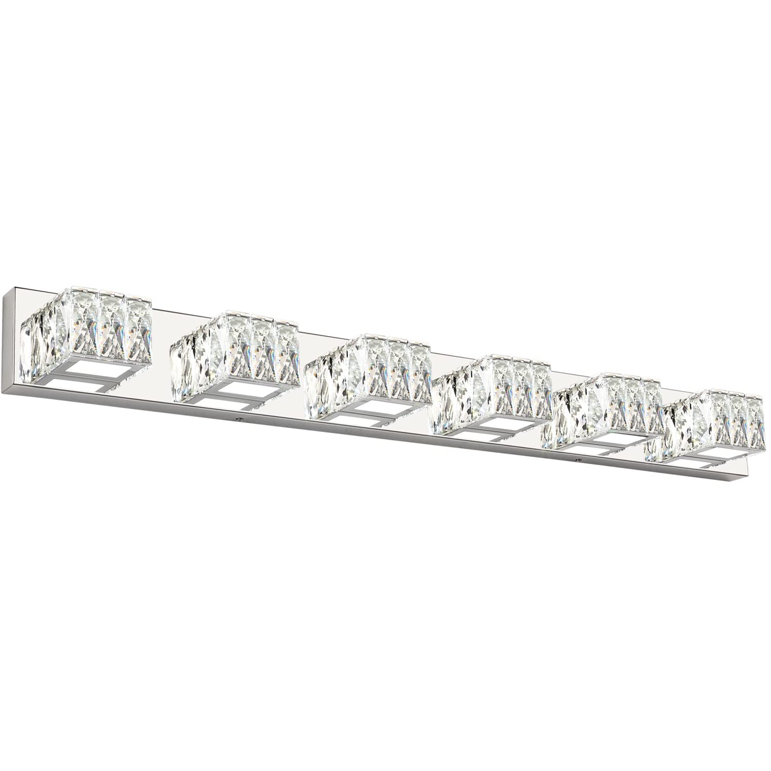 ZUZITO Modern Bathroom Light Fixtures Over Mirror LED Crystal 6 Lights Vanity Lighting for Bath White Light (6000K)