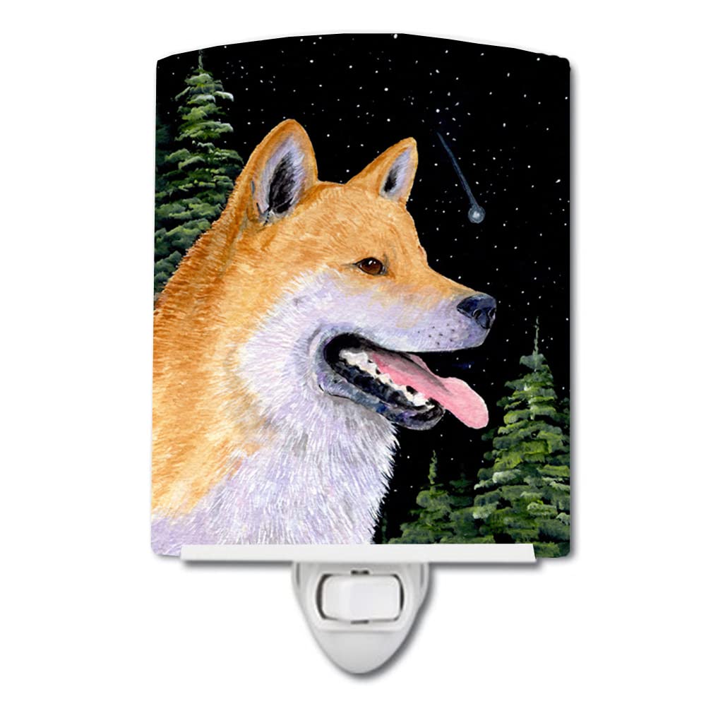 Caroline'S Treasures Ss8598Cnl Shiba Inu Ceramic Night Light Compact, Ul-Certified, Ideal For Bedroom, Bathroom, Nursery, Hallway, Kitchen, 6X4X3, Multicolor