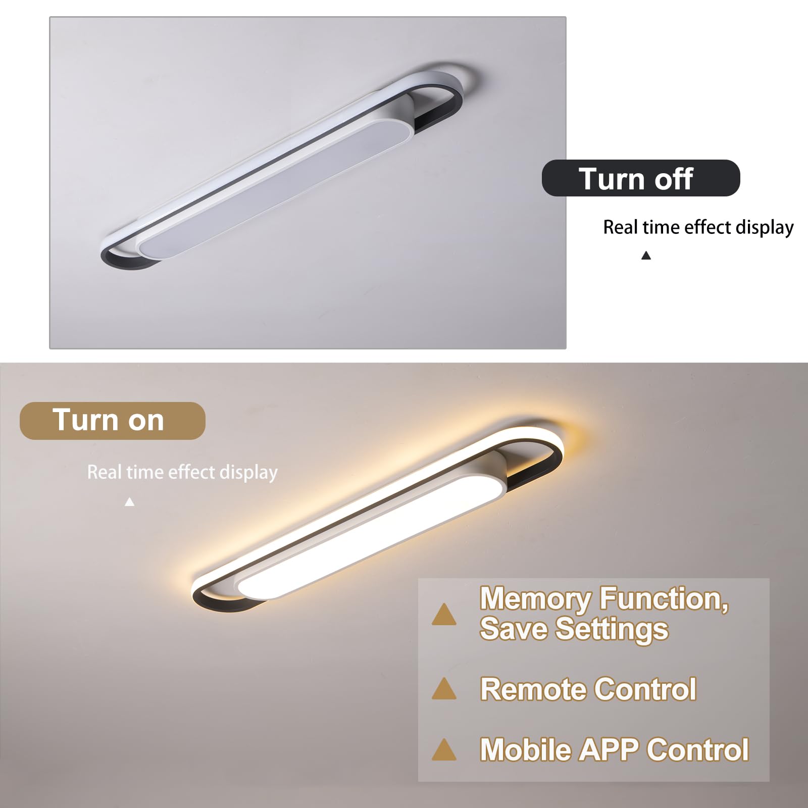 Naroume Dimmable LED Ceiling Light - Modern 36.2" Aluminum Fixture with Remote Control, CRI 97+, for Kitchen & Dining Room