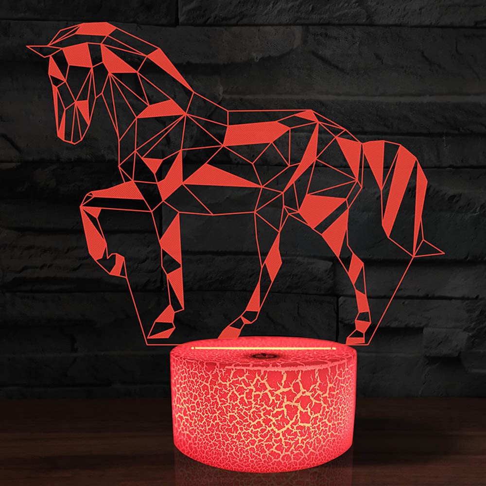 Glorivo Horse Night Light,16 Colors Remote Control & Smart Touch Dimmable 3D Illusion Bedside Lamp,Bedroom Decoration Birthday C