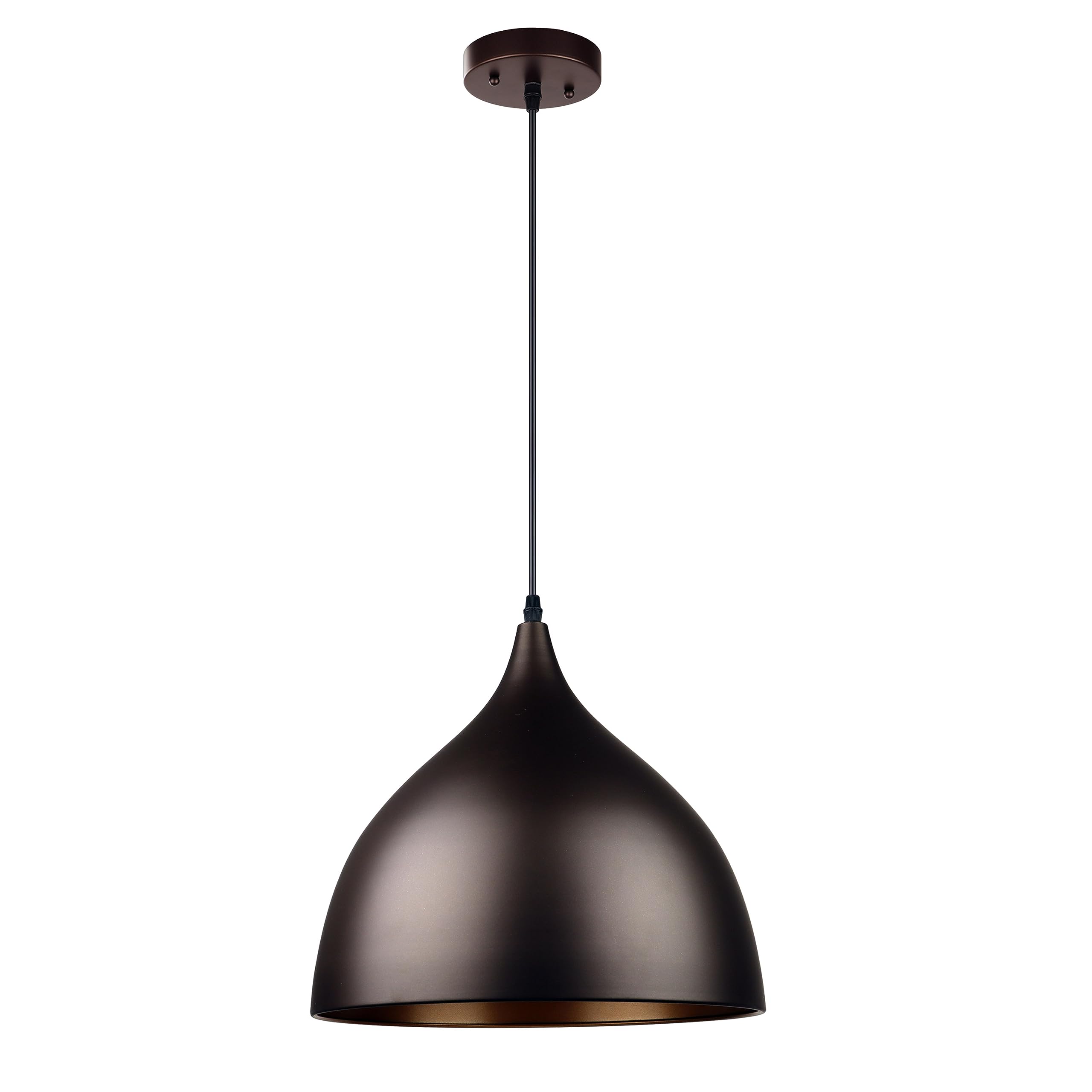 Chloe Lighting Industrial Mini Pendant Ceiling Fixture, 14in Wide, Metal, Oil-Rubbed Bronze, Model CH58070RB14-DP1