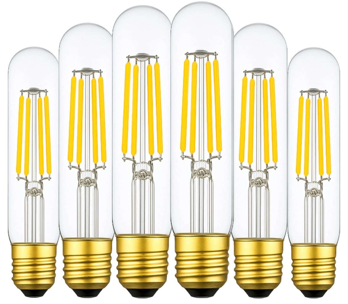 Weyolin 6 Pack T10 Tube Light Bulb,Led Edison Bulbs Warm White 2700K,E26 Base,4W Vintage Bulb 40 Watt Equivalent,Dimmable For De