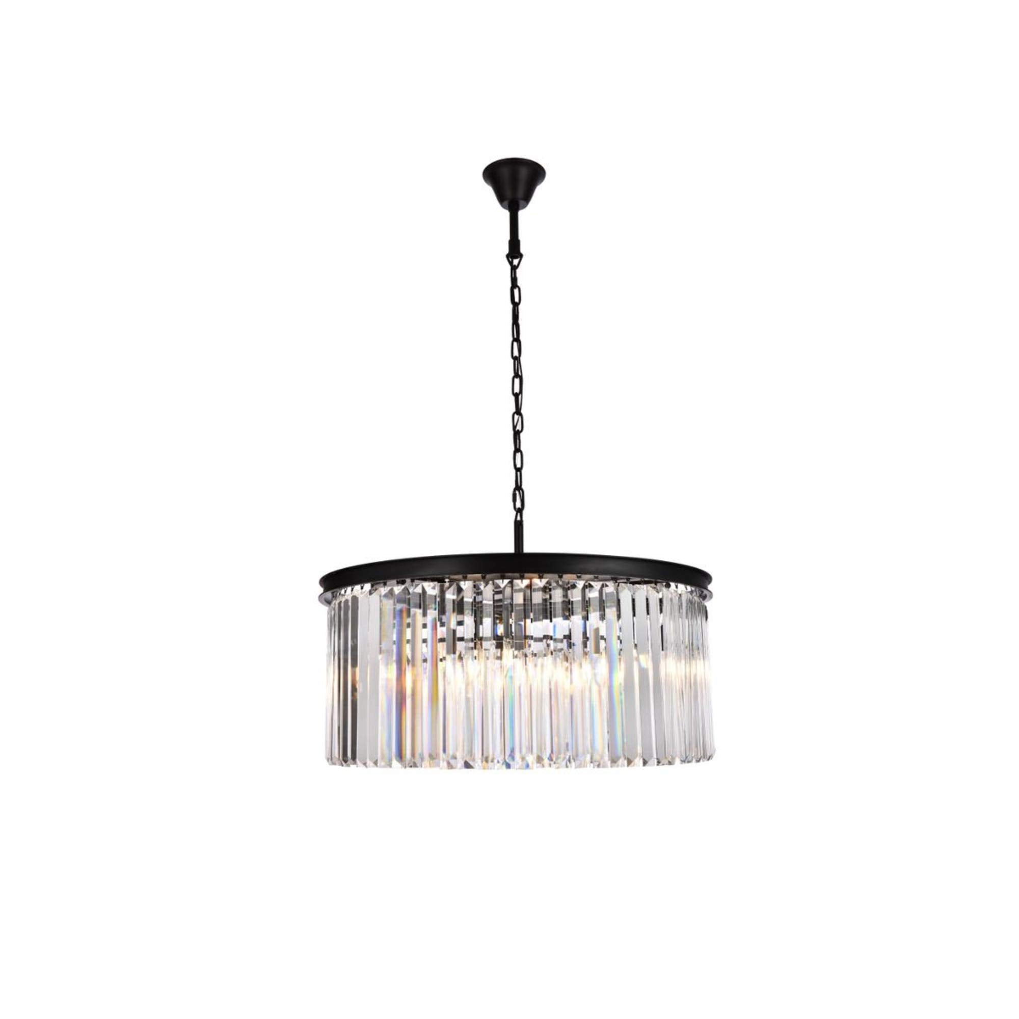 Elegant Lighting Urban Classic Sydney 8 Light Matte Black Chandelier Clear Royal Cut Crystal