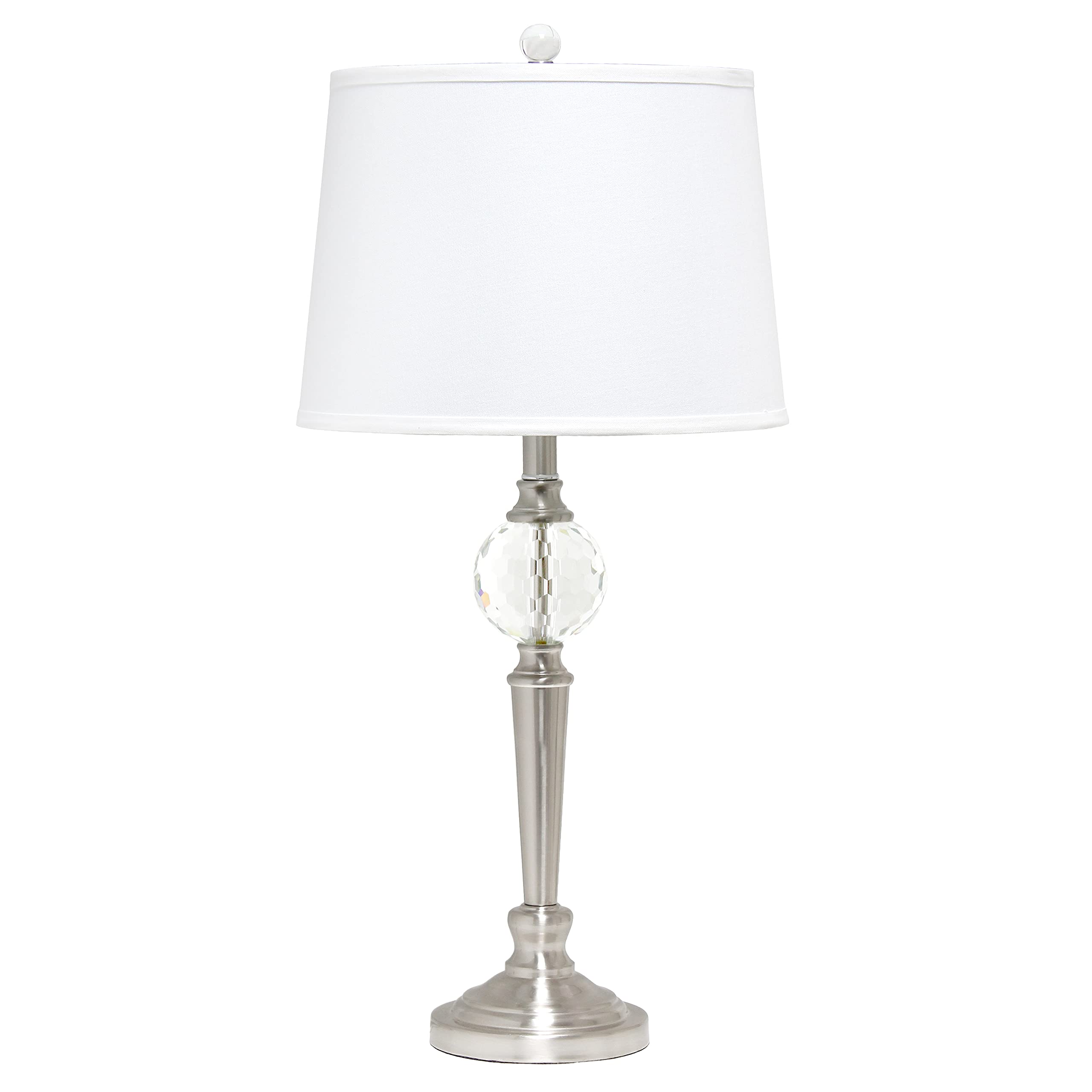 Elegant Designs LC1021-BSN Table Lamp Set, 3 Pack, Brushed Nickel, Crystal Accented Base, 2 Table Lamps & 1 Floor Lamp