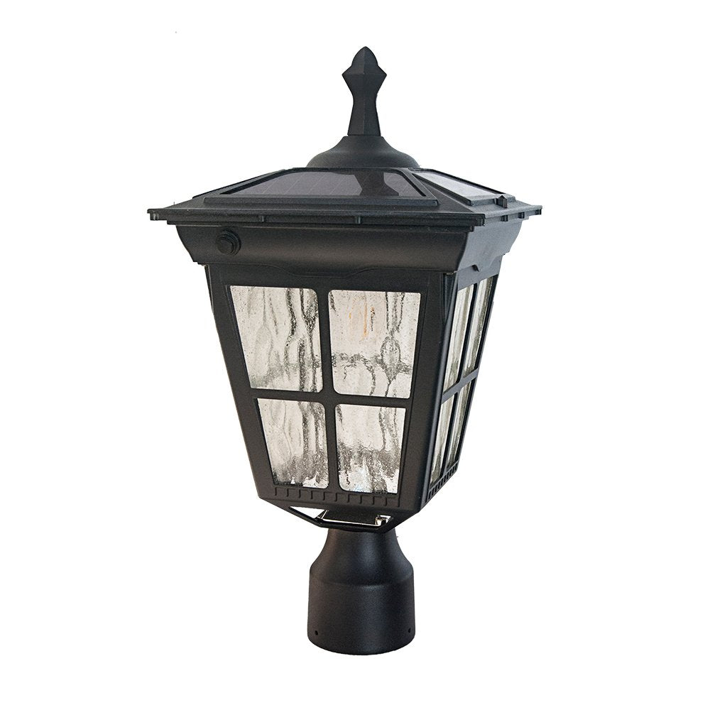 Kemeco Solar Post Light ST4311AHP - Dusk to Dawn Outdoor Lamp with Planter, Black, for Lawn, Garden, Patio, Deck, Walkway Decor