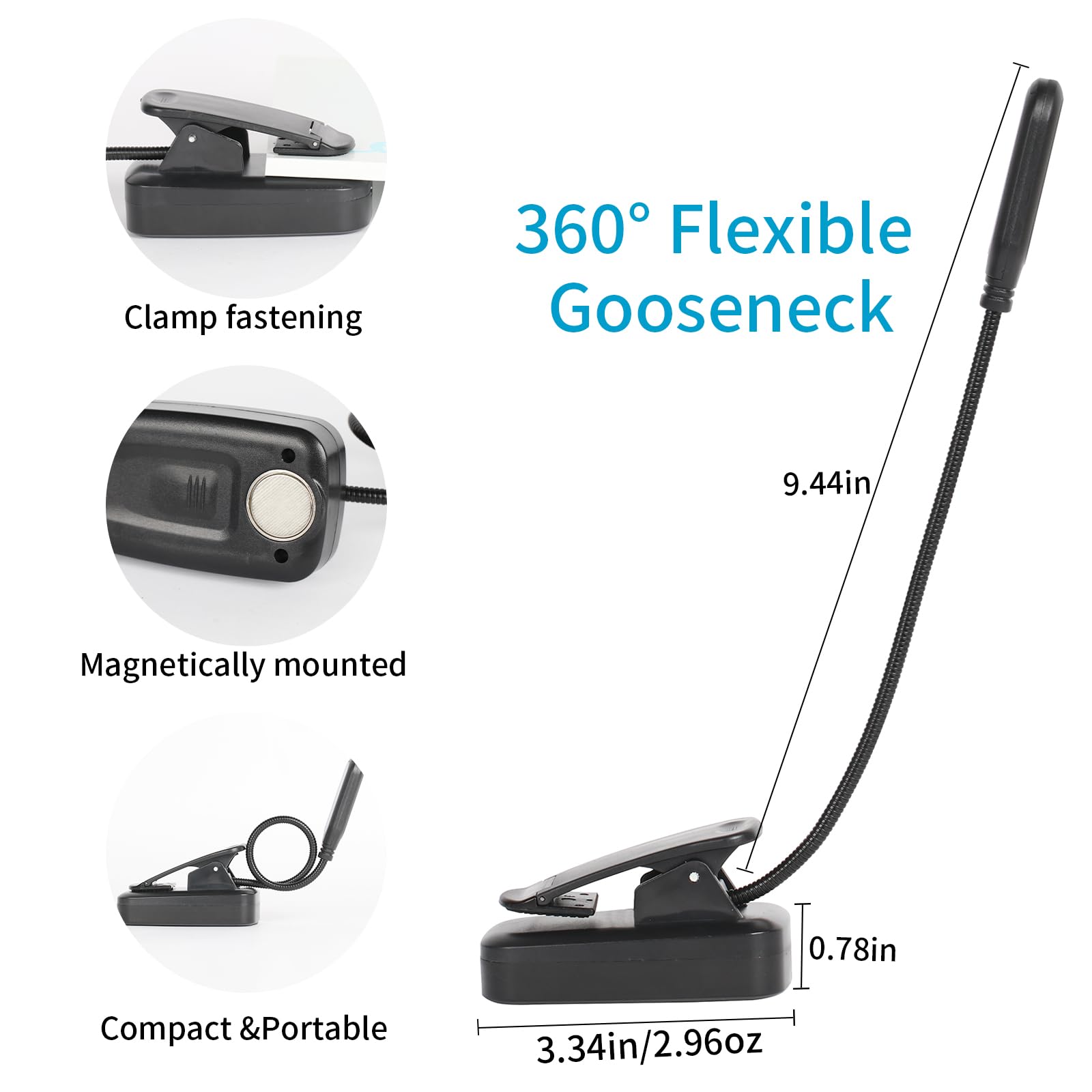 Hilngav Usb-C Rechargeable Book Light For Reading In Bed 3 Pack, 6 Leds With 3 Color Temperature Reading Light, Easily Clip On To A Small Mini Lightweight Book For Read Kids