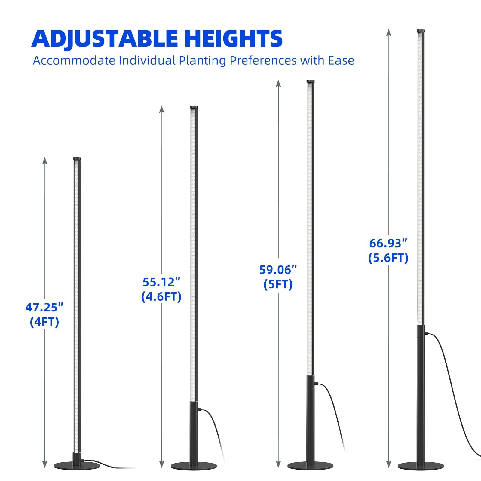 Barrina T10 Pro Grow Light, 42W Full Spectrum, 4FT-5.6FT, Warm White, Aluminum, Model T10L42, Ideal for Indoor Tall Plants