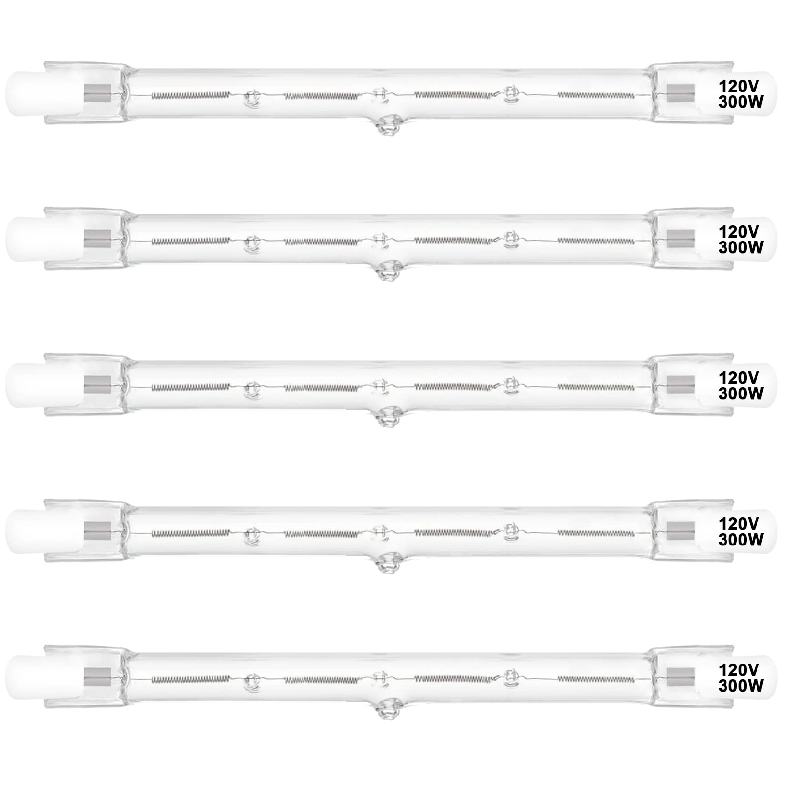 R7S Halogen Bulbs 300W Dimmable 120V 118Mm T3 J Type Floodlight Bulb With Long Lifespan, 2700K Warm White Linear Double Ended Li