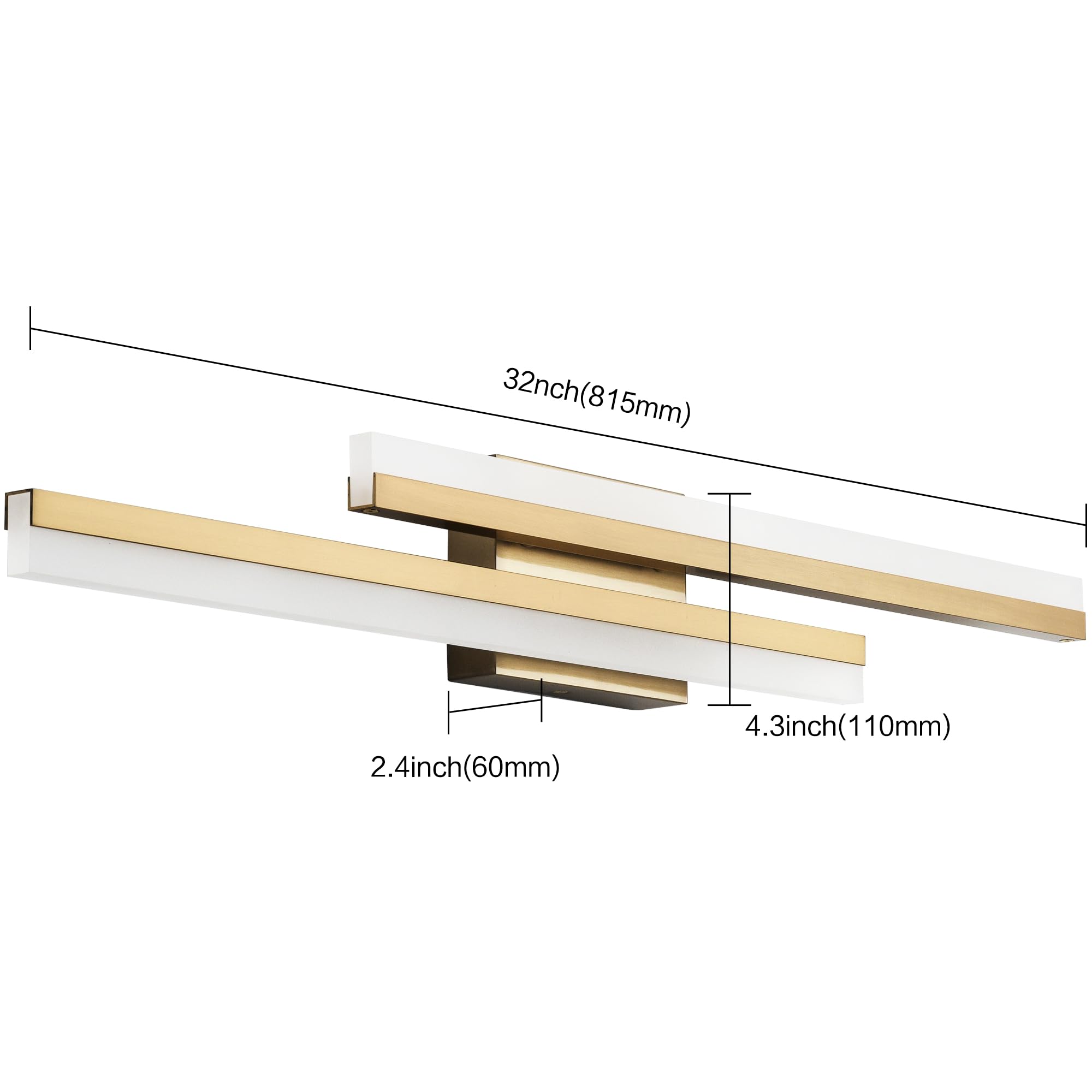 Presde Bathroom Light Fixtures 5 Color Changeable 32Inch Vanity Light For Bathroom Over Mirror Brushed Glod Modern Led Vanity Wa