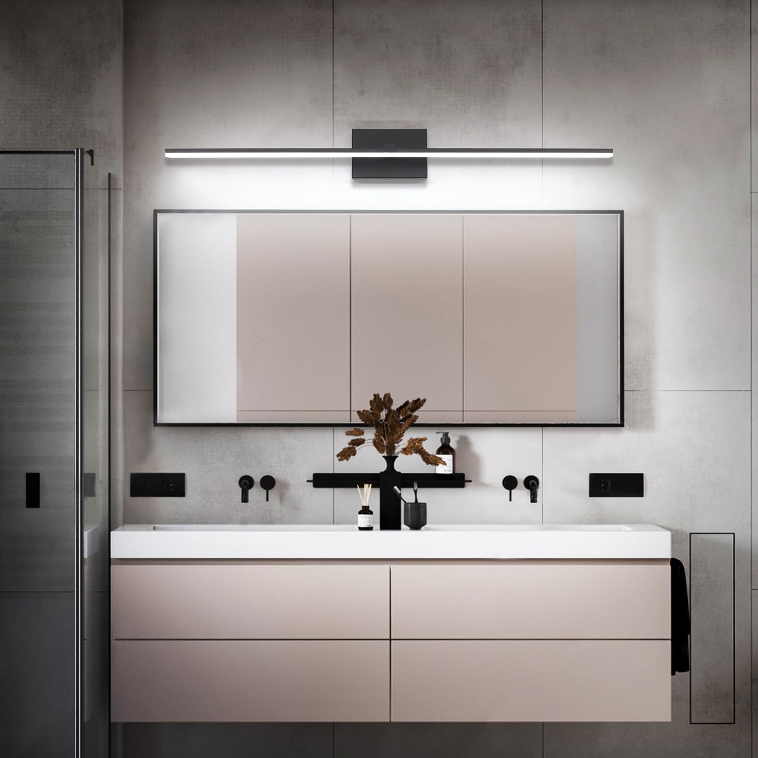 Zuzito 40In Bathroom Light Fixtures Black, Modern Led Vanity Lights Bar For Bathroom 5Cct Dimmable, 28W Lighting Fixtures For Ba