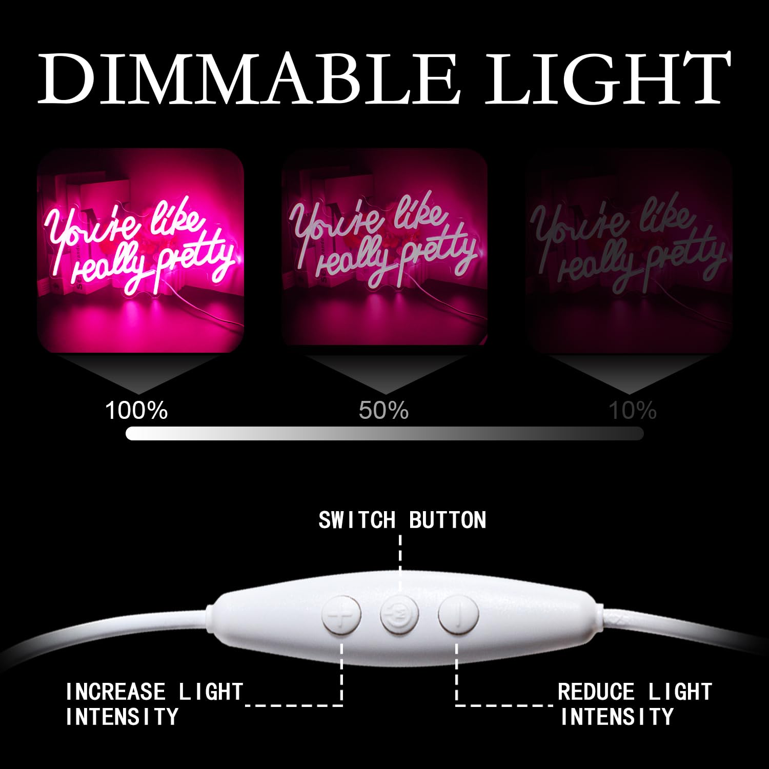 LUCUNSTAR Neon Sign LED Light for Wall Decor, Dimmable, USB, 8.9inx16.5in, Pink