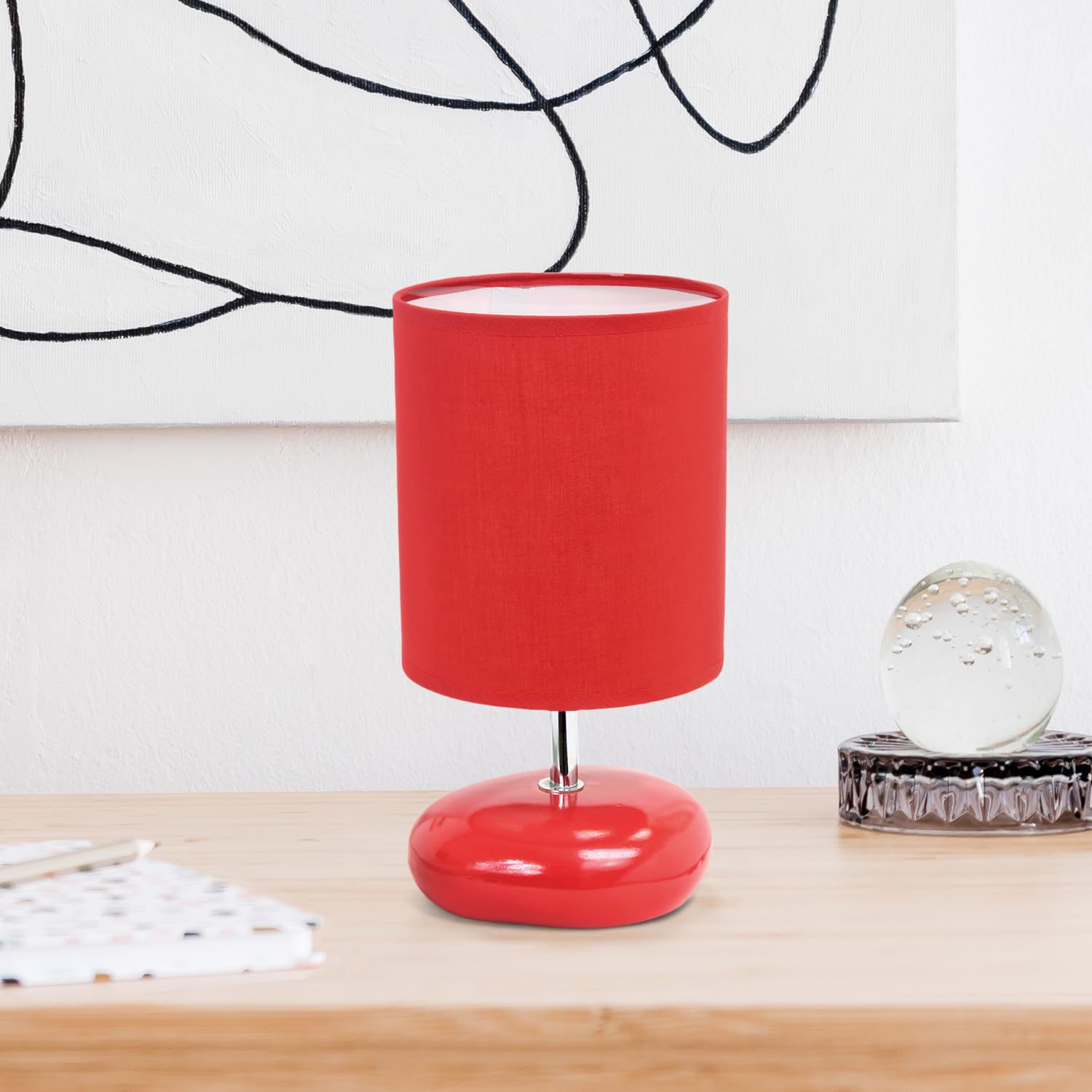 All The Rages Creekwood Home 10.24'' Red Traditional Mini Round Rock Ceramic Table Lamp